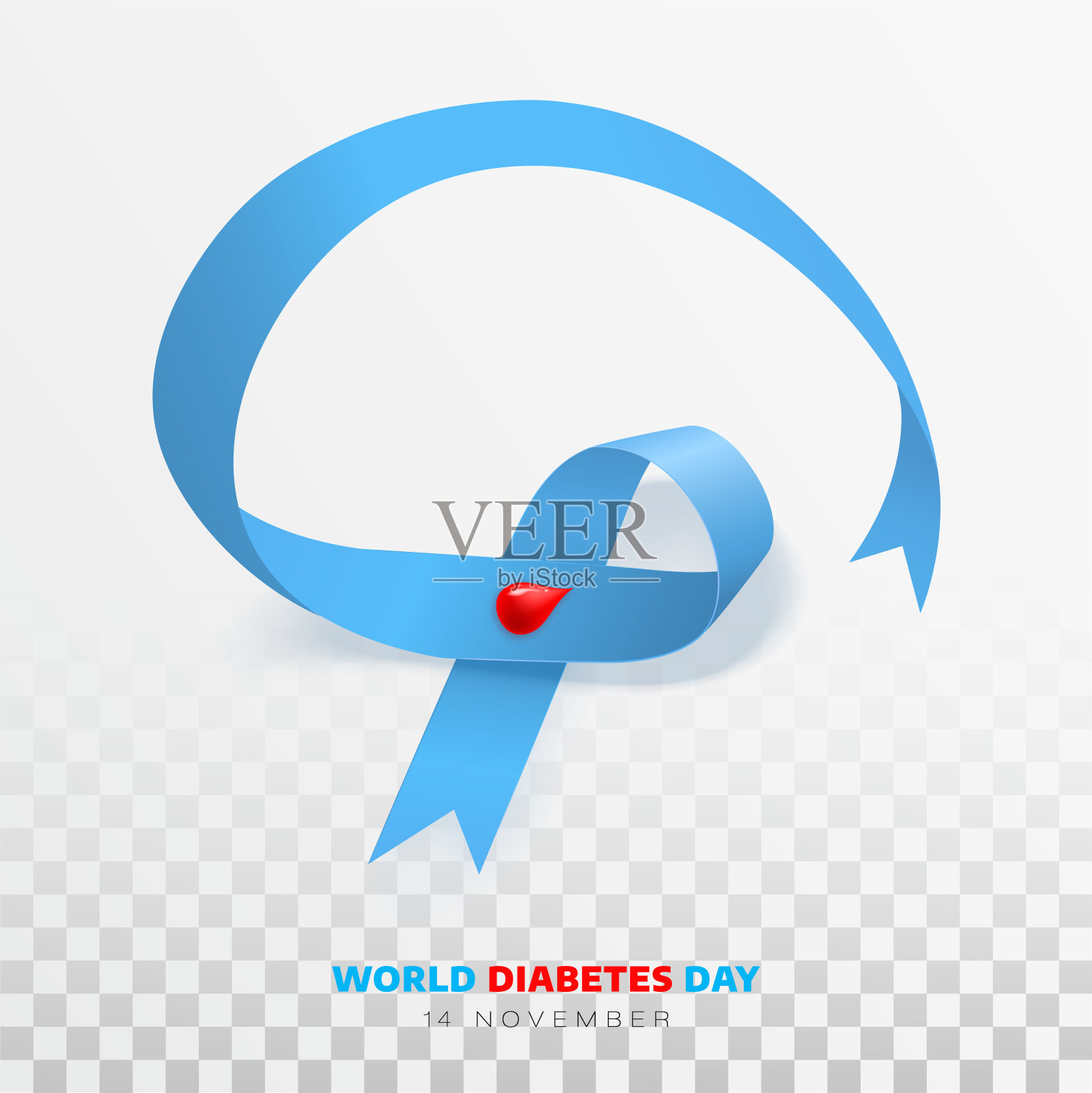 透明背景的世界糖尿病日宣传丝带。插画图片素材