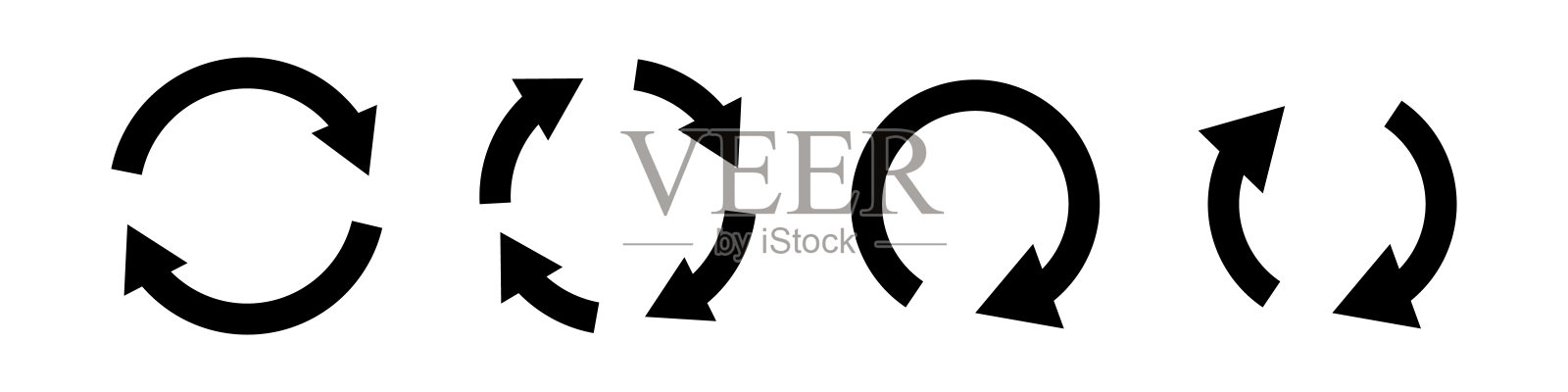 一组旋转箭头图标。重载,回收。向量。图标素材