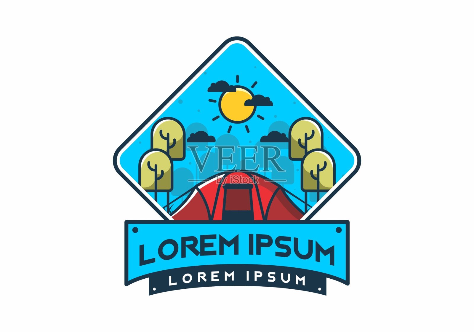 露营用一个大帐篷的平面插图插画图片素材