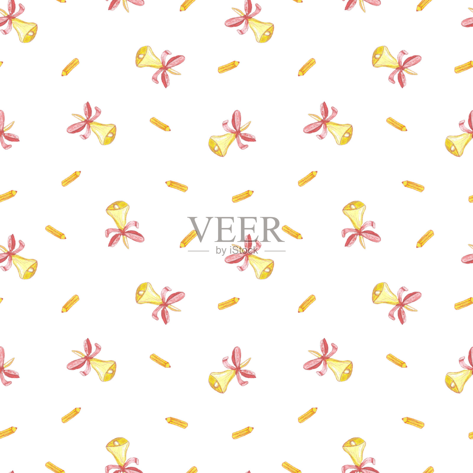 校钟无缝图案插画图片素材