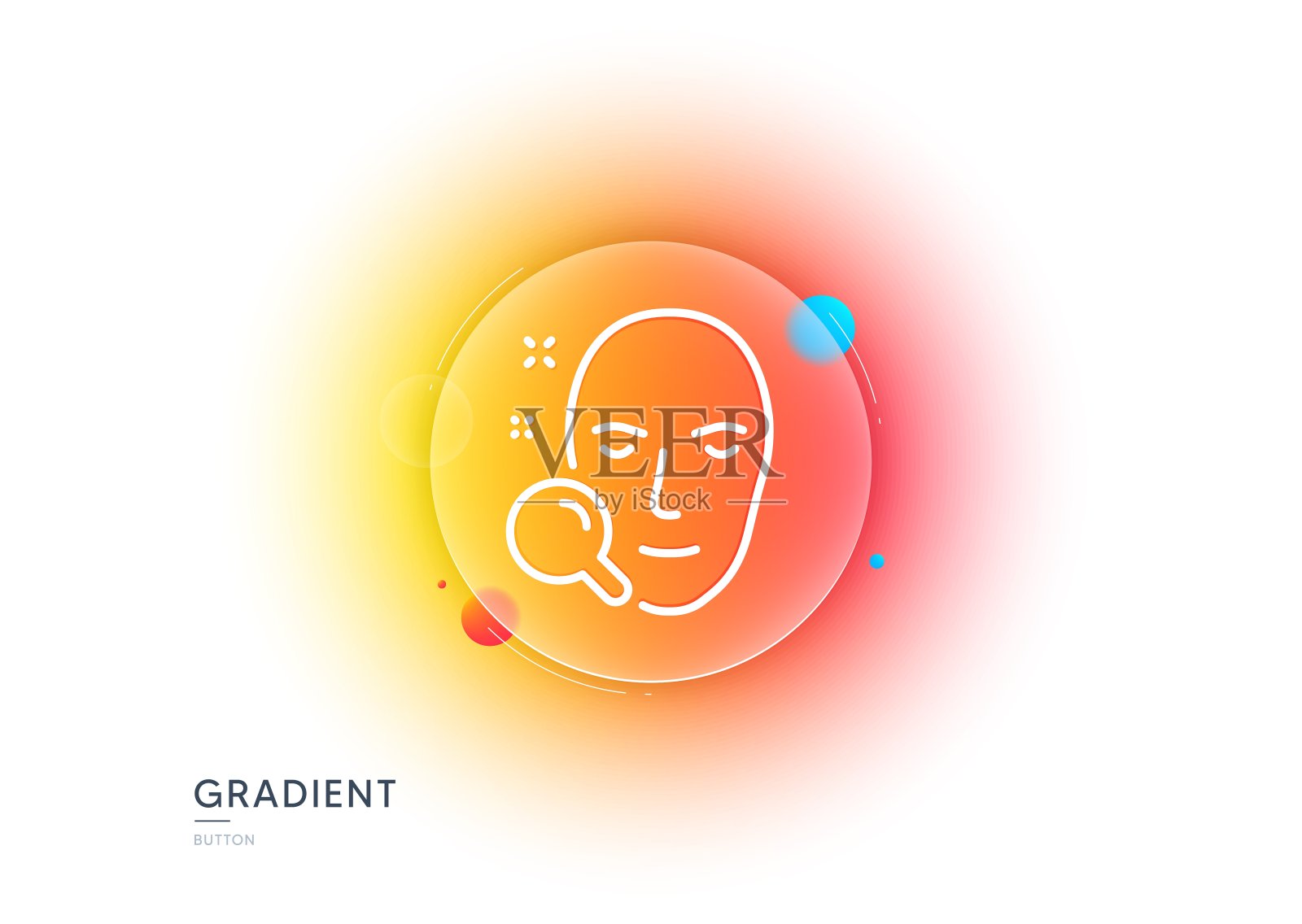 脸搜索线图标。头识别标志。梯度模糊按钮。向量插画图片素材