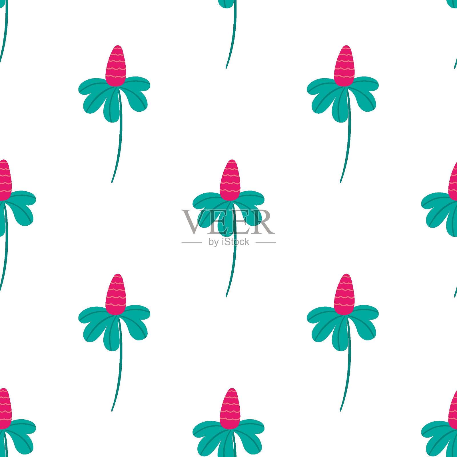 可爱的粉红色花朵无缝重复图案插画图片素材