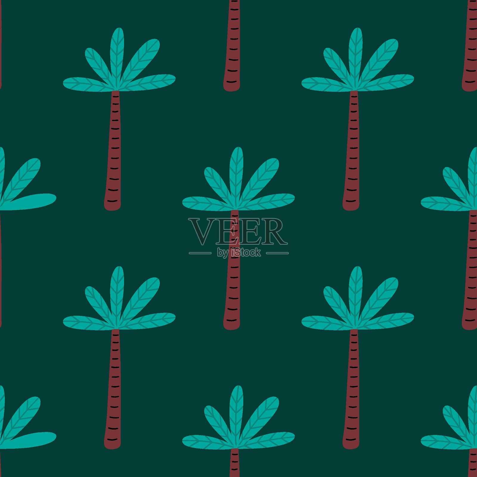 棕榈树无缝重复图案设计元素图片