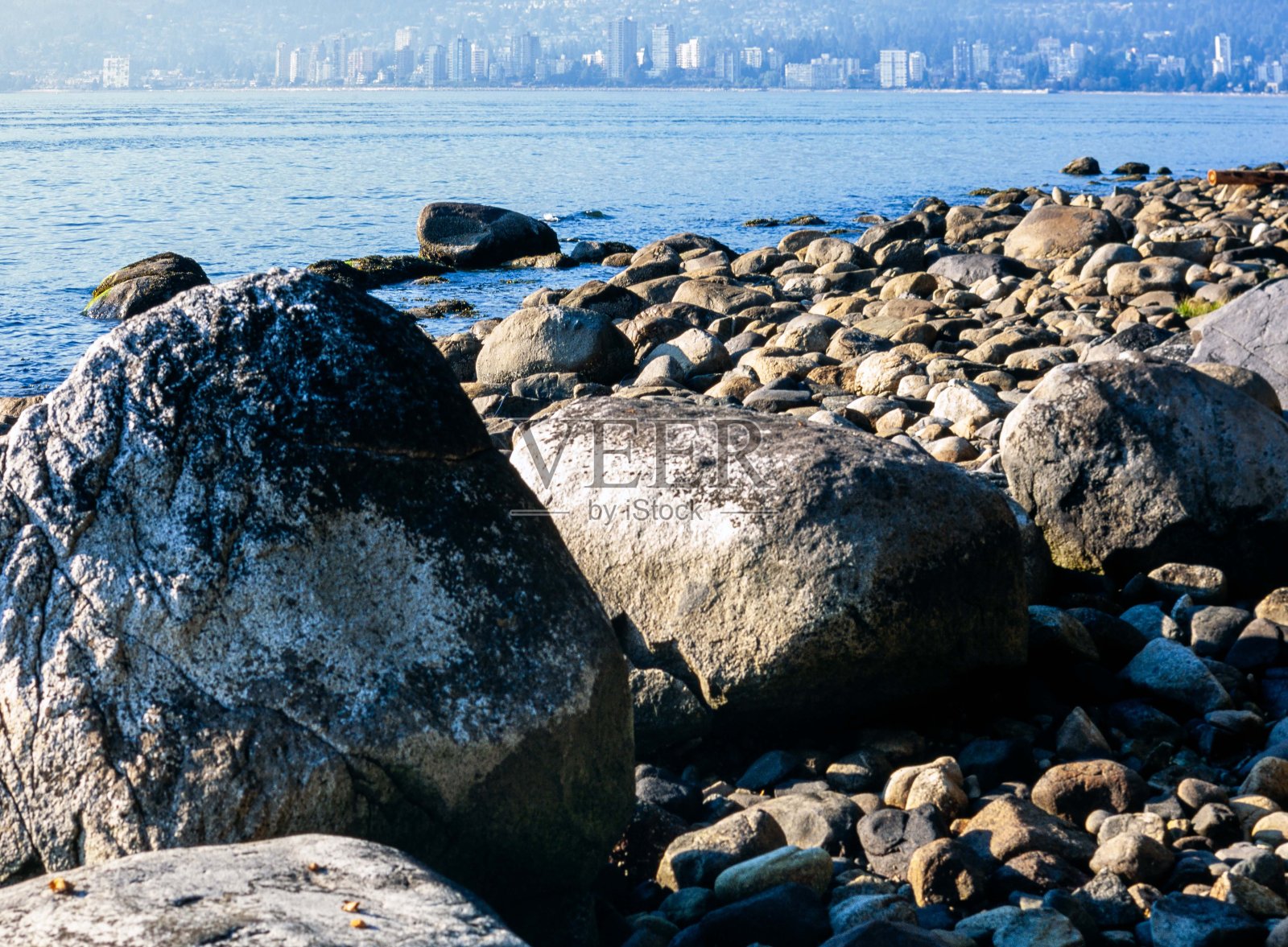 西温哥华与斯坦利公园隔水相望照片摄影图片