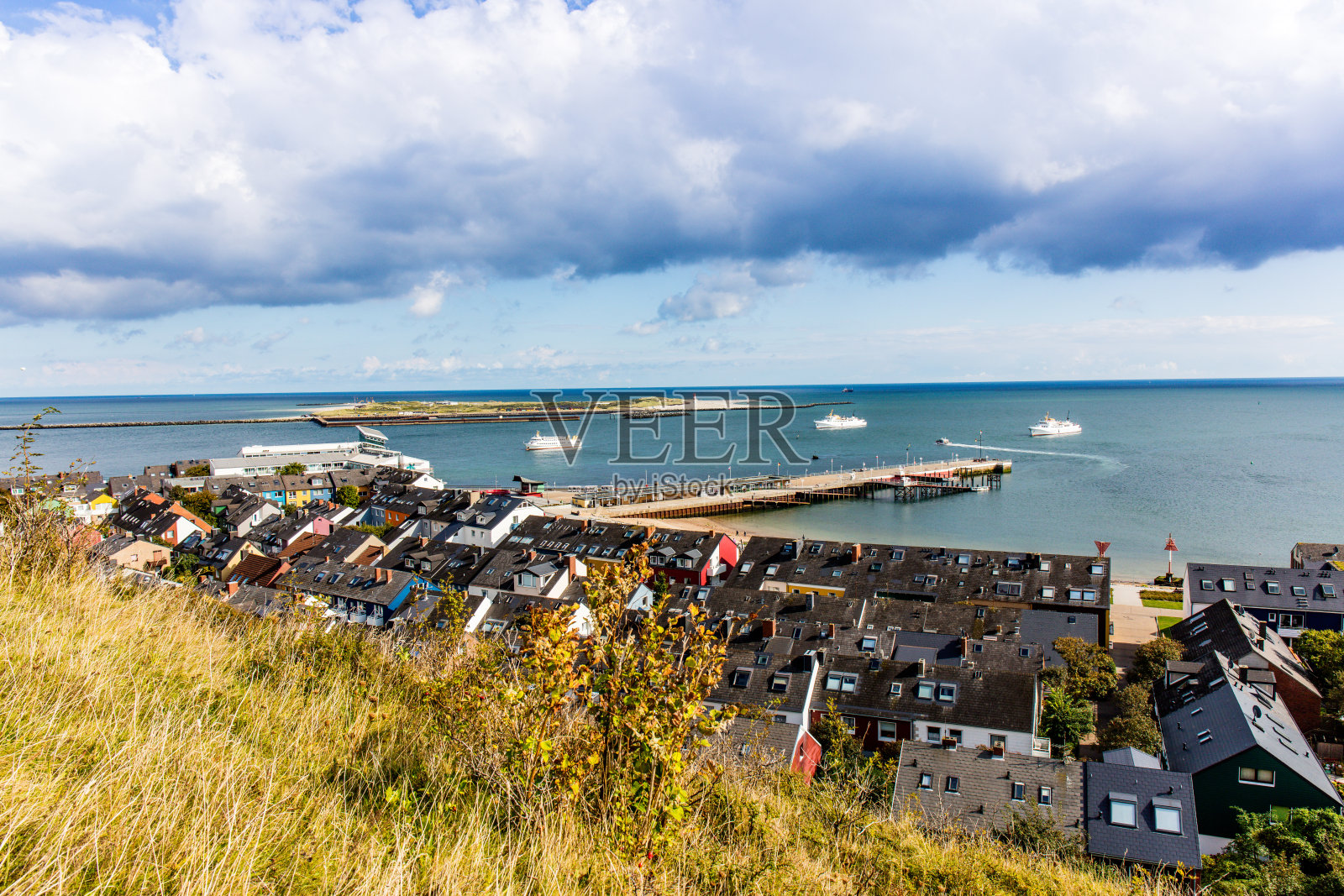 从欧伯兰到德国石勒苏益格-荷尔斯泰因州北部的黑尔戈兰杜恩岛的景色照片摄影图片