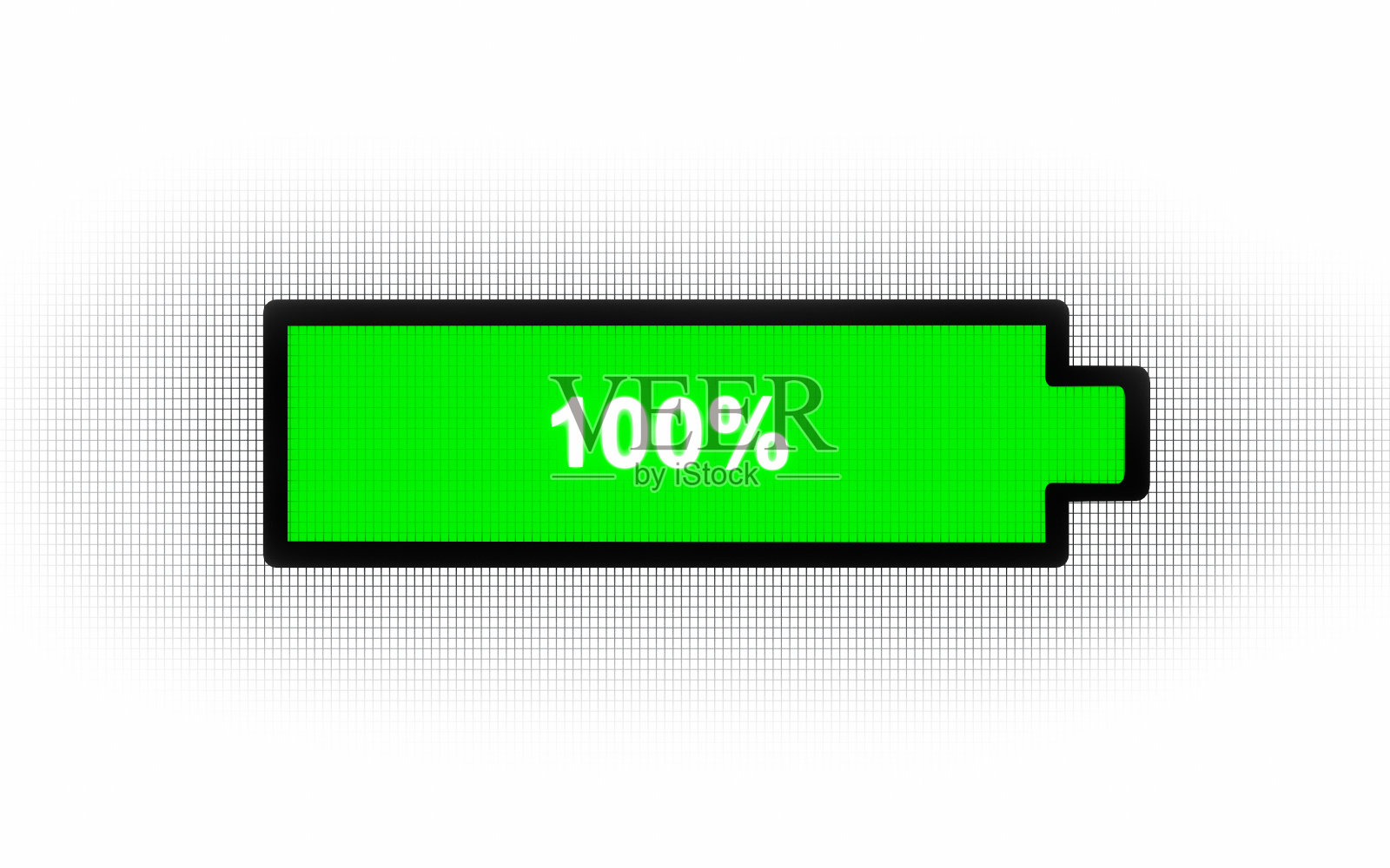 电池充满电，电量充足。特写显示与电池水平100%。照片摄影图片