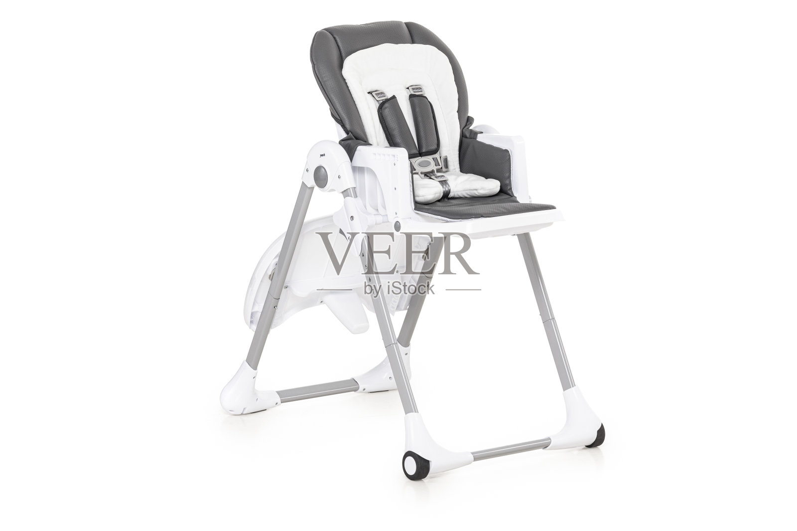 婴儿高椅子侧视图工作室拍摄白色背景照片摄影图片