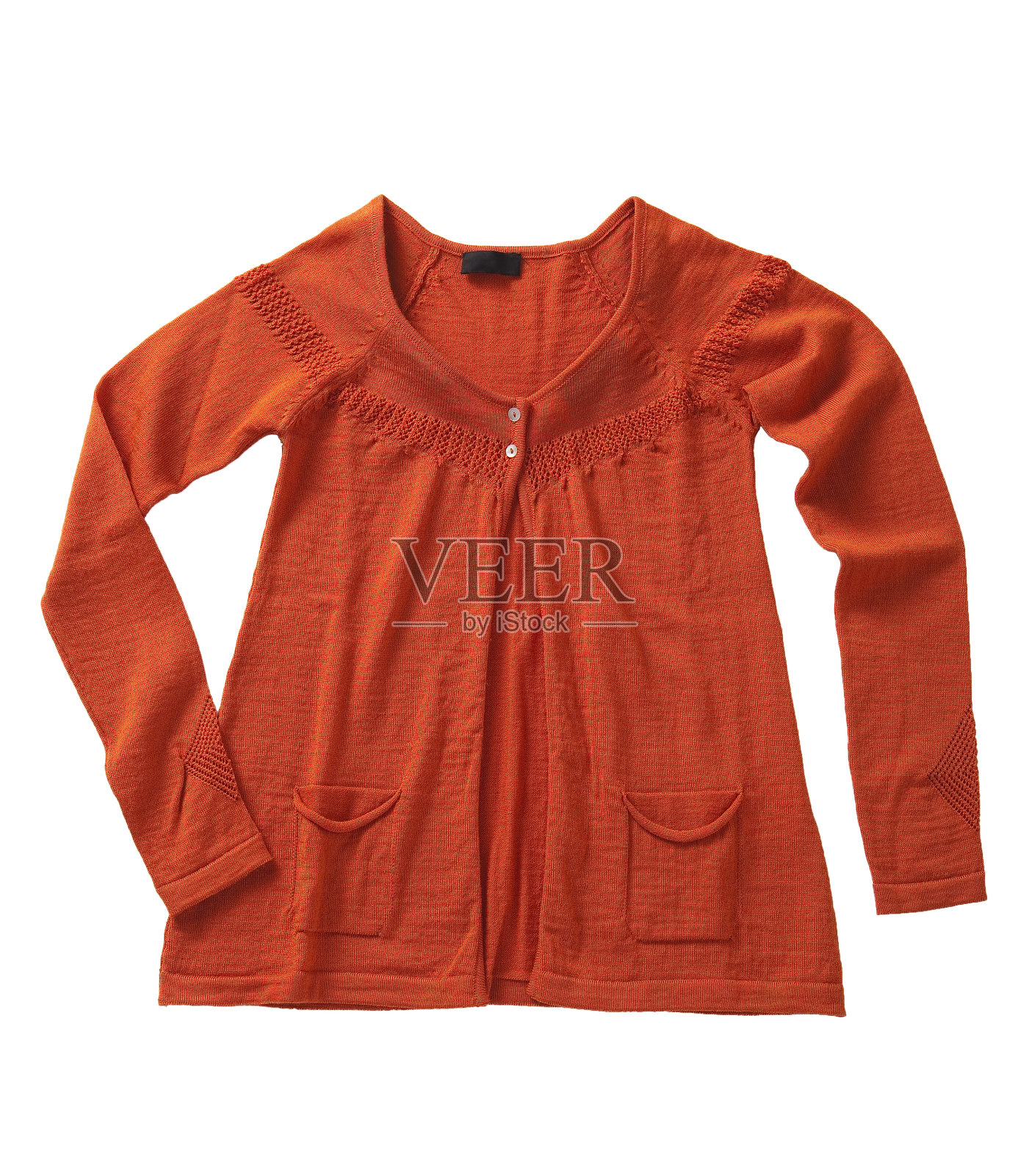 红色开襟羊毛衫孤立在白色背景照片摄影图片