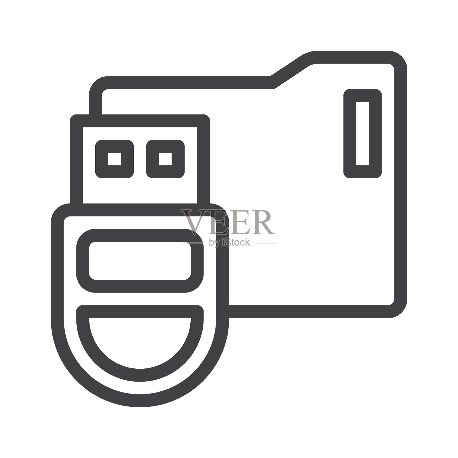 u盘与文件夹线图标插画图片素材