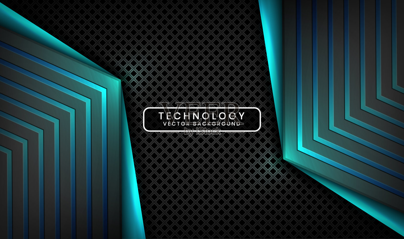 3D黑蓝色技术抽象背景重叠层在暗空间与光线效果装饰。平面设计元素未来风格的概念为传单，横幅，封面，卡片，或着陆页插画图片素材