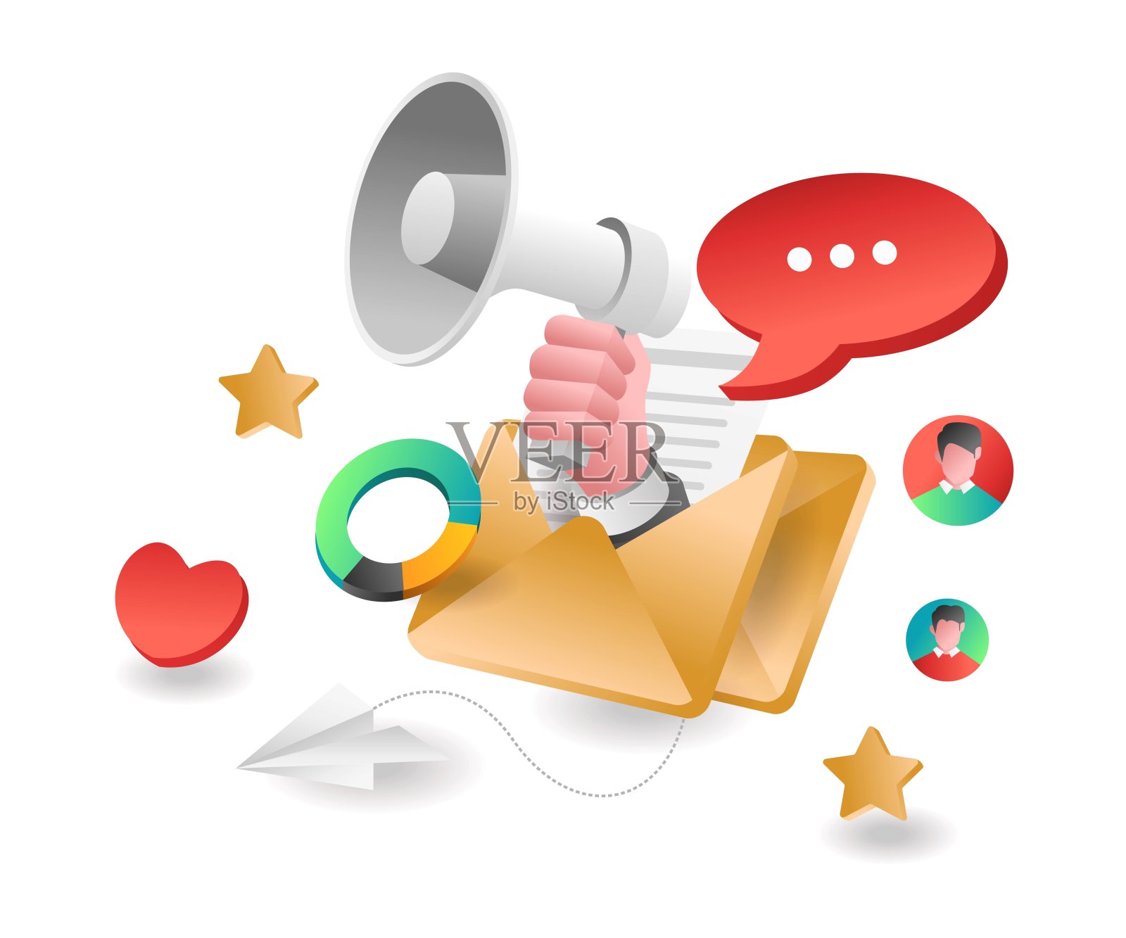 平面等距概念插图。电子邮件营销策略活动插画图片素材