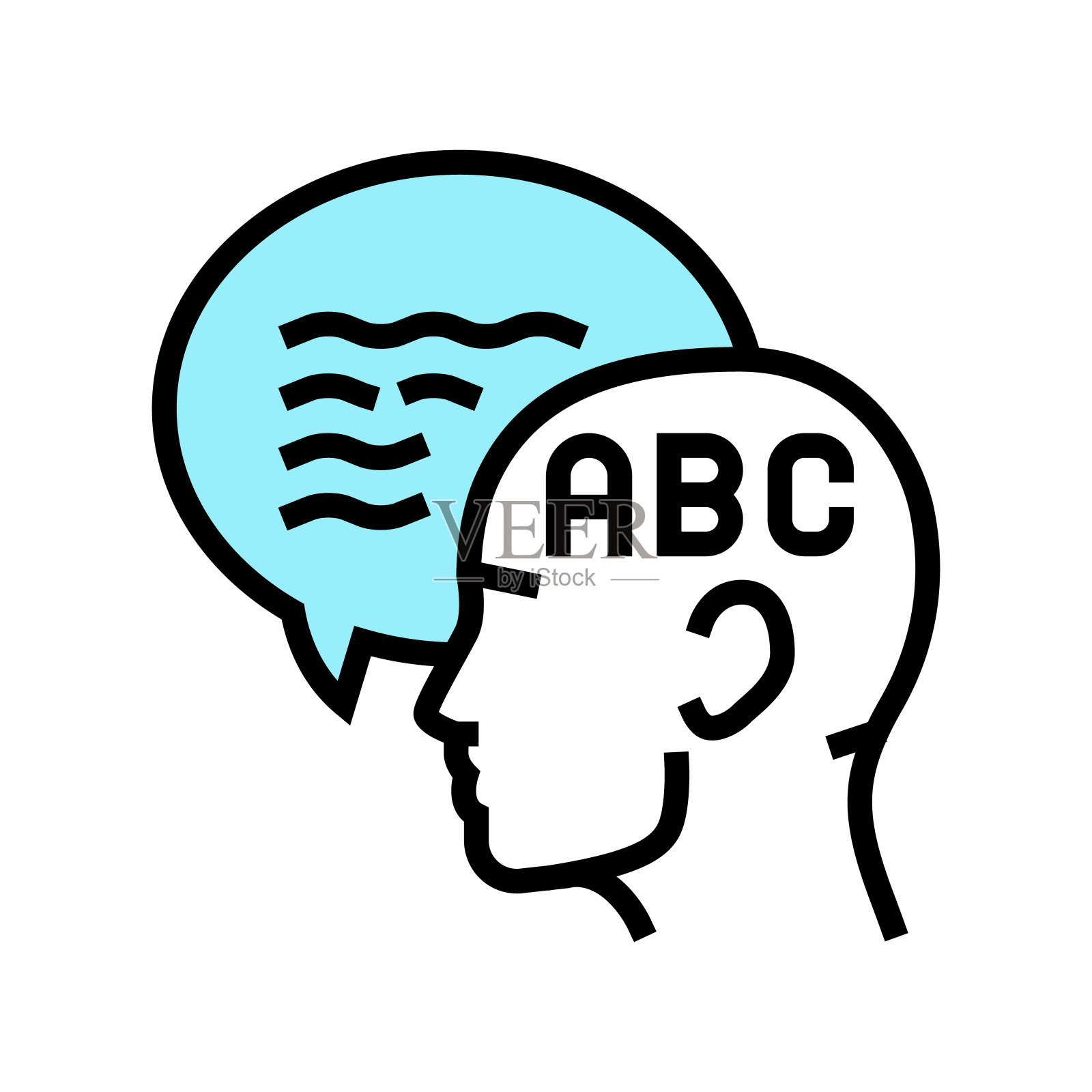 说英语彩色图标矢量插图图标素材