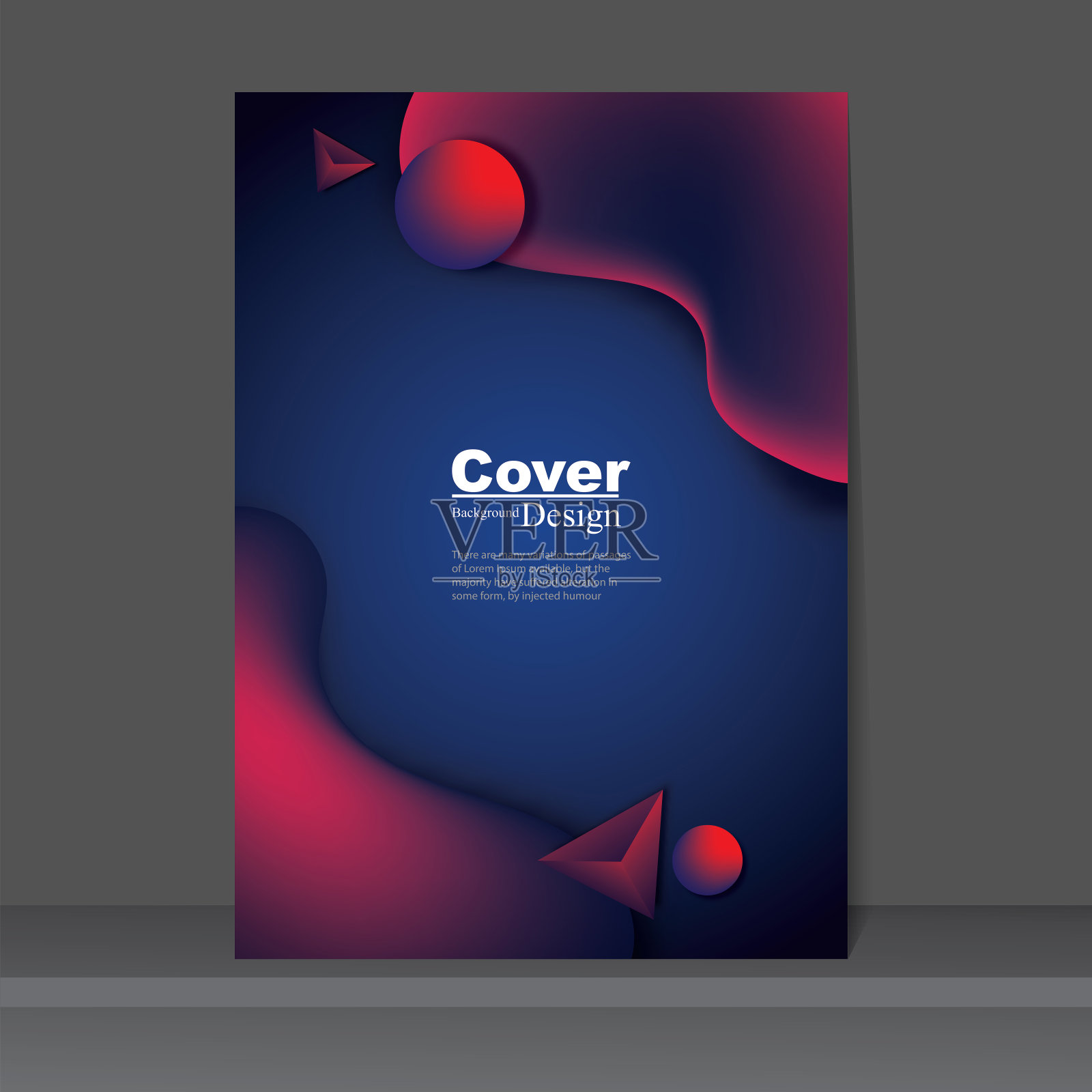 波流体与几何3D封面设计模板设计模板素材