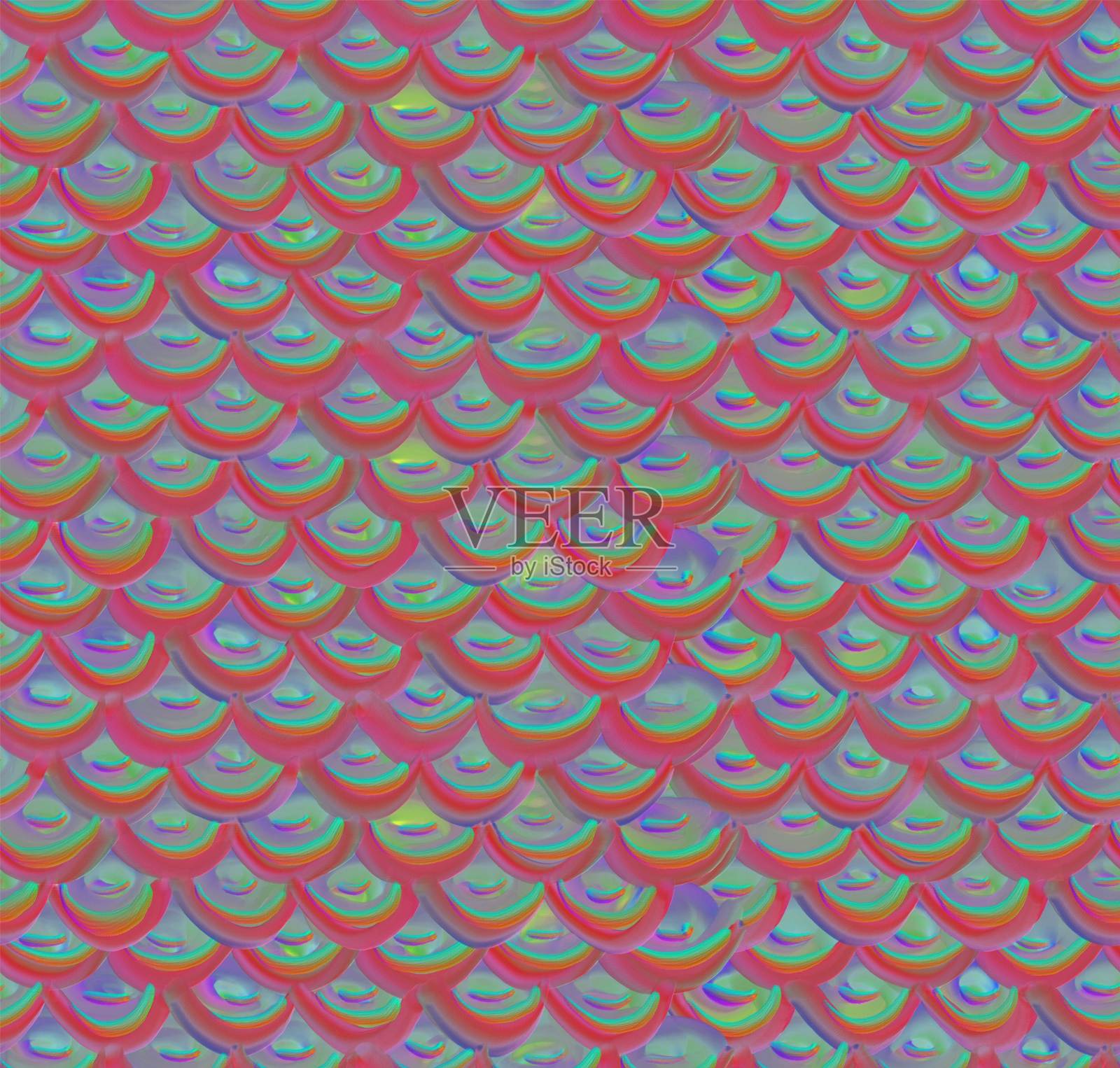 无缝模式。鱼或美人鱼的红色鳞片插画图片素材