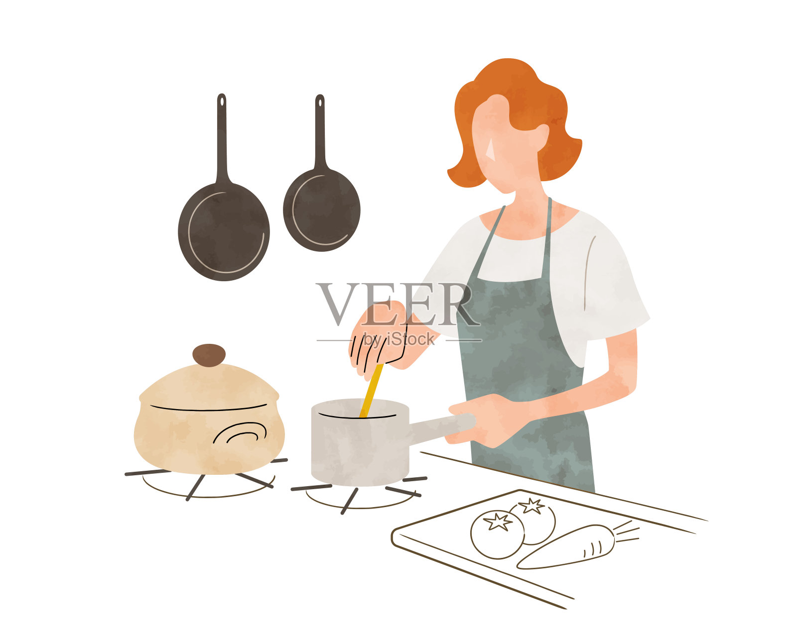 矢量插图材料:喜欢烹饪的人插画图片素材