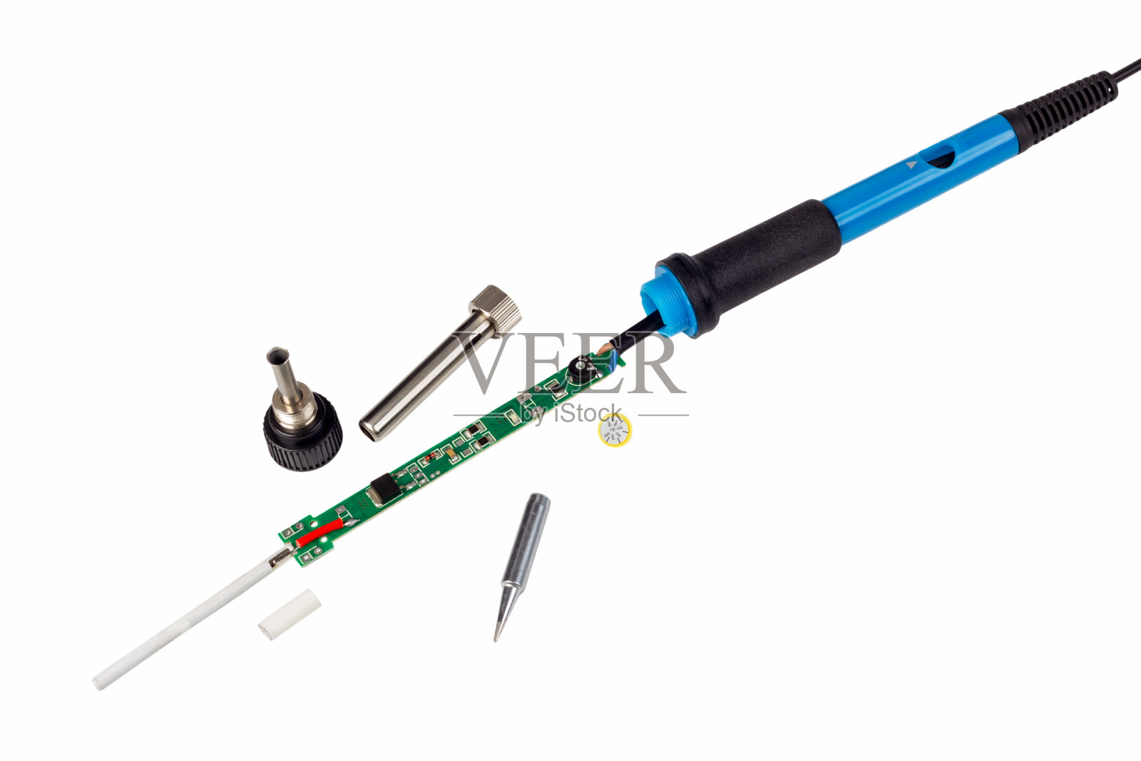 内部温控烙铁装置。照片摄影图片