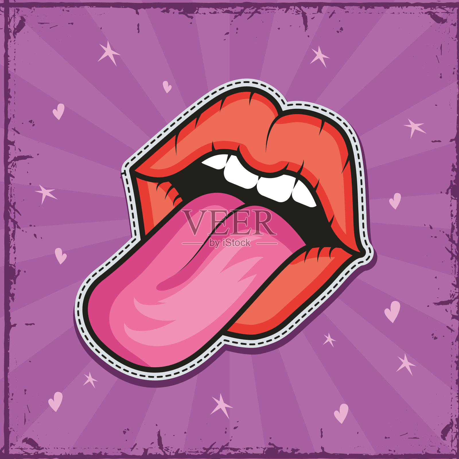 嘴疯狂的补丁插画图片素材