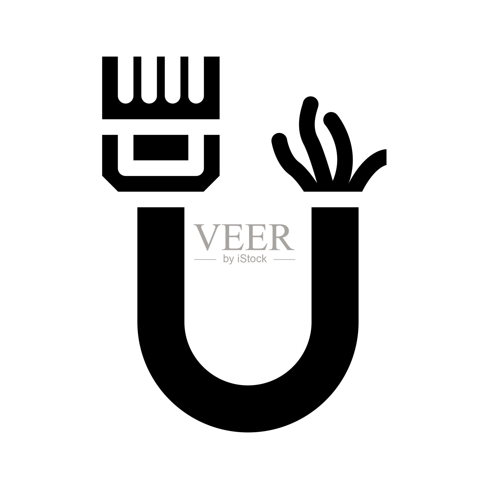 电话和数据线字形图标矢量插图设计元素图片