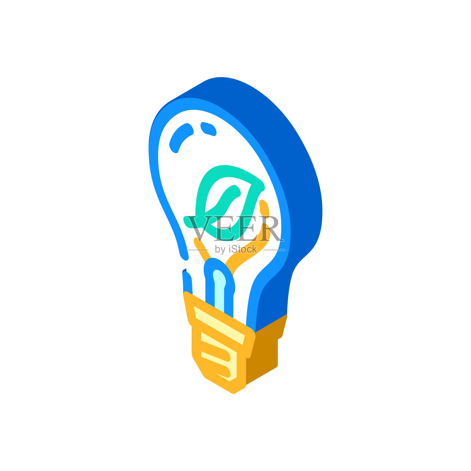 生态灯泡等距图标矢量插图设计元素图片