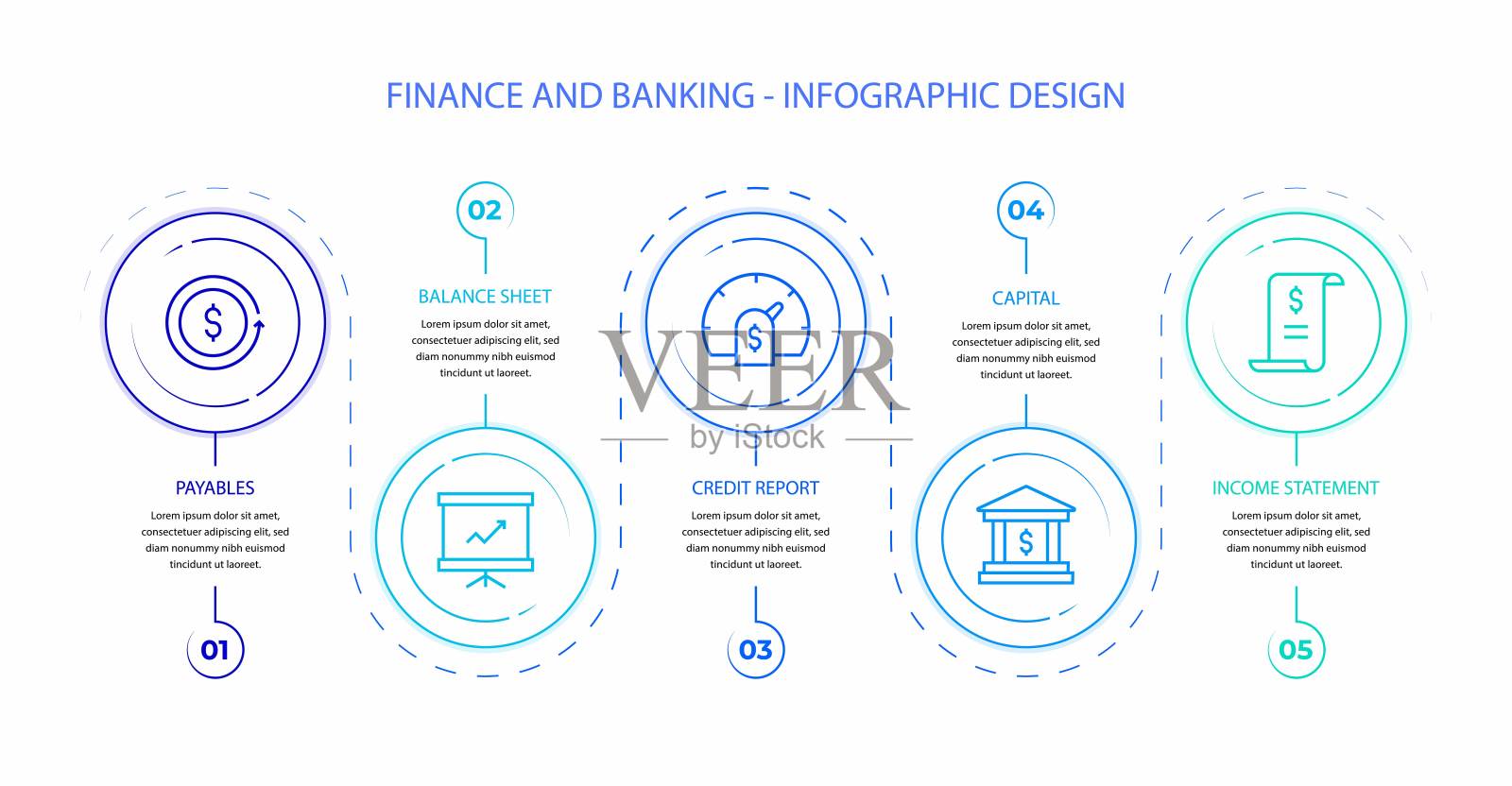 金融和银行信息图表股票说明。设计模板素材