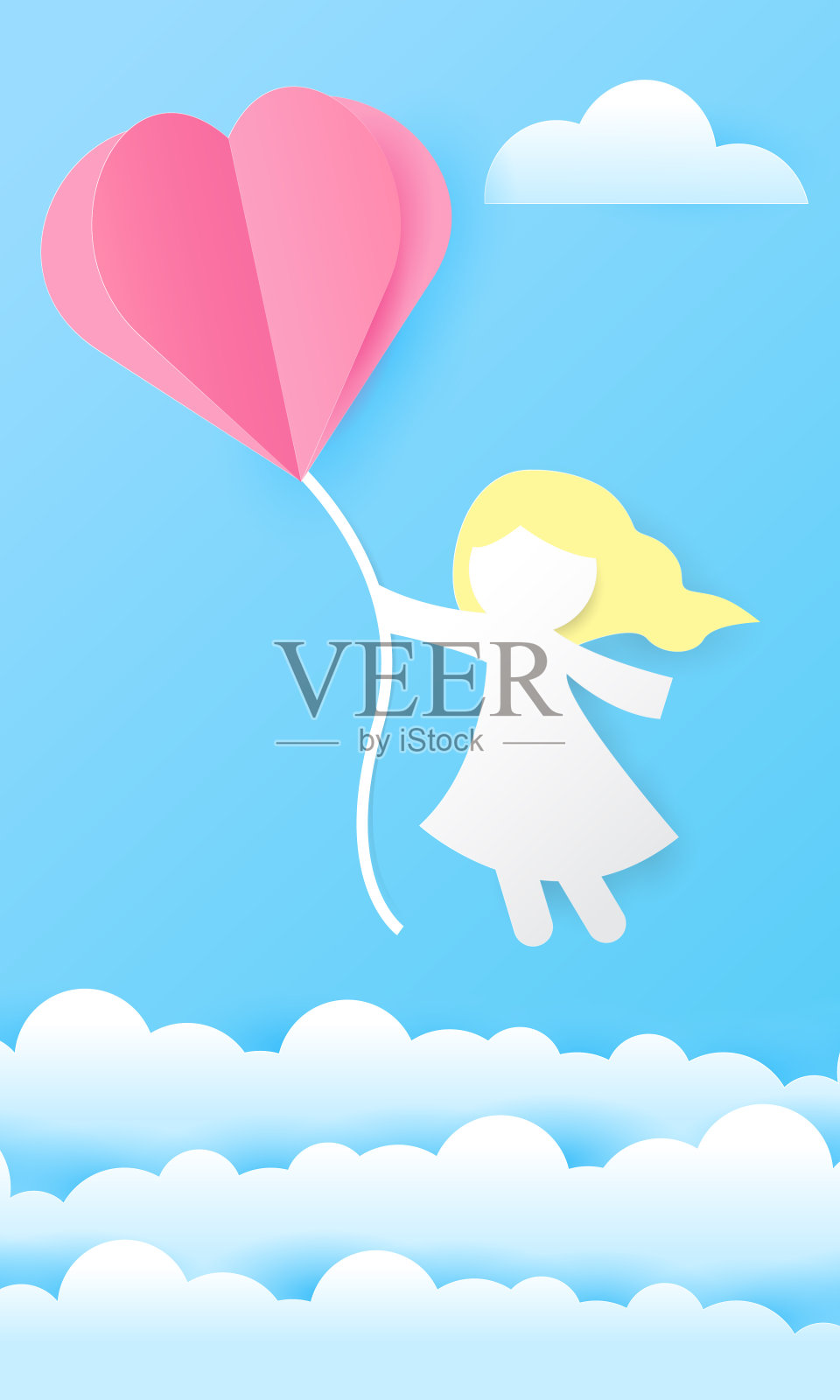 三八妇女节有许多妇女牵着手和鲜花，纸艺风格的纸艺。插画图片素材