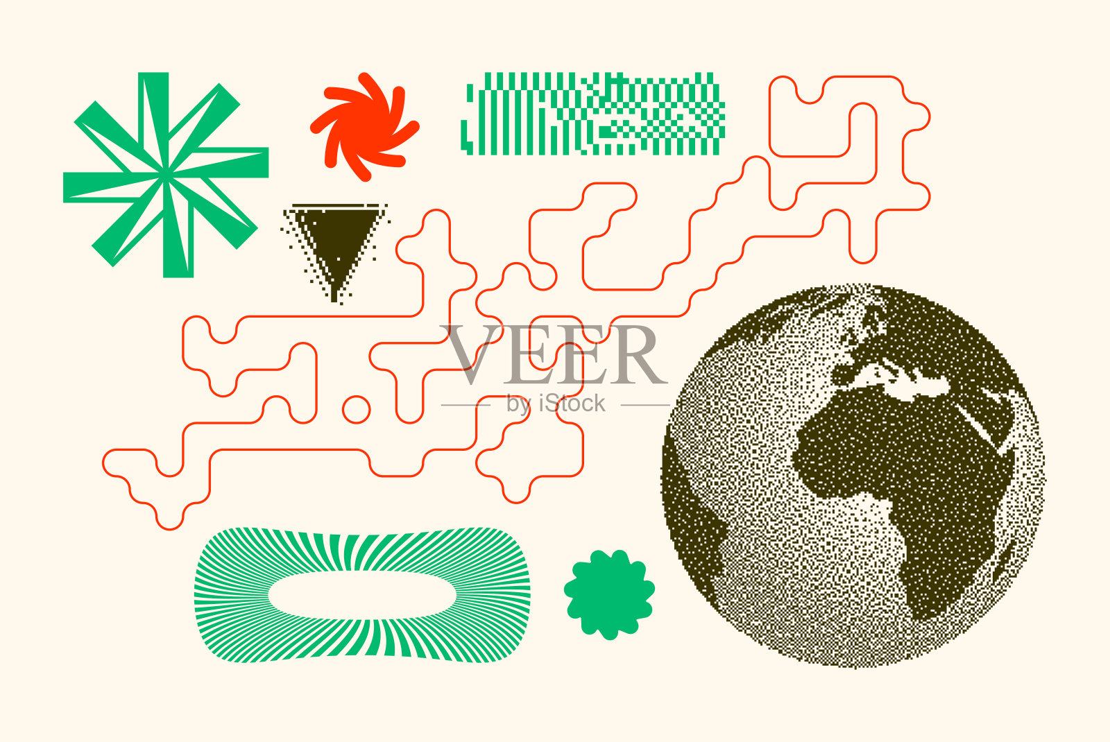 通用时尚几何形状集插画图片素材