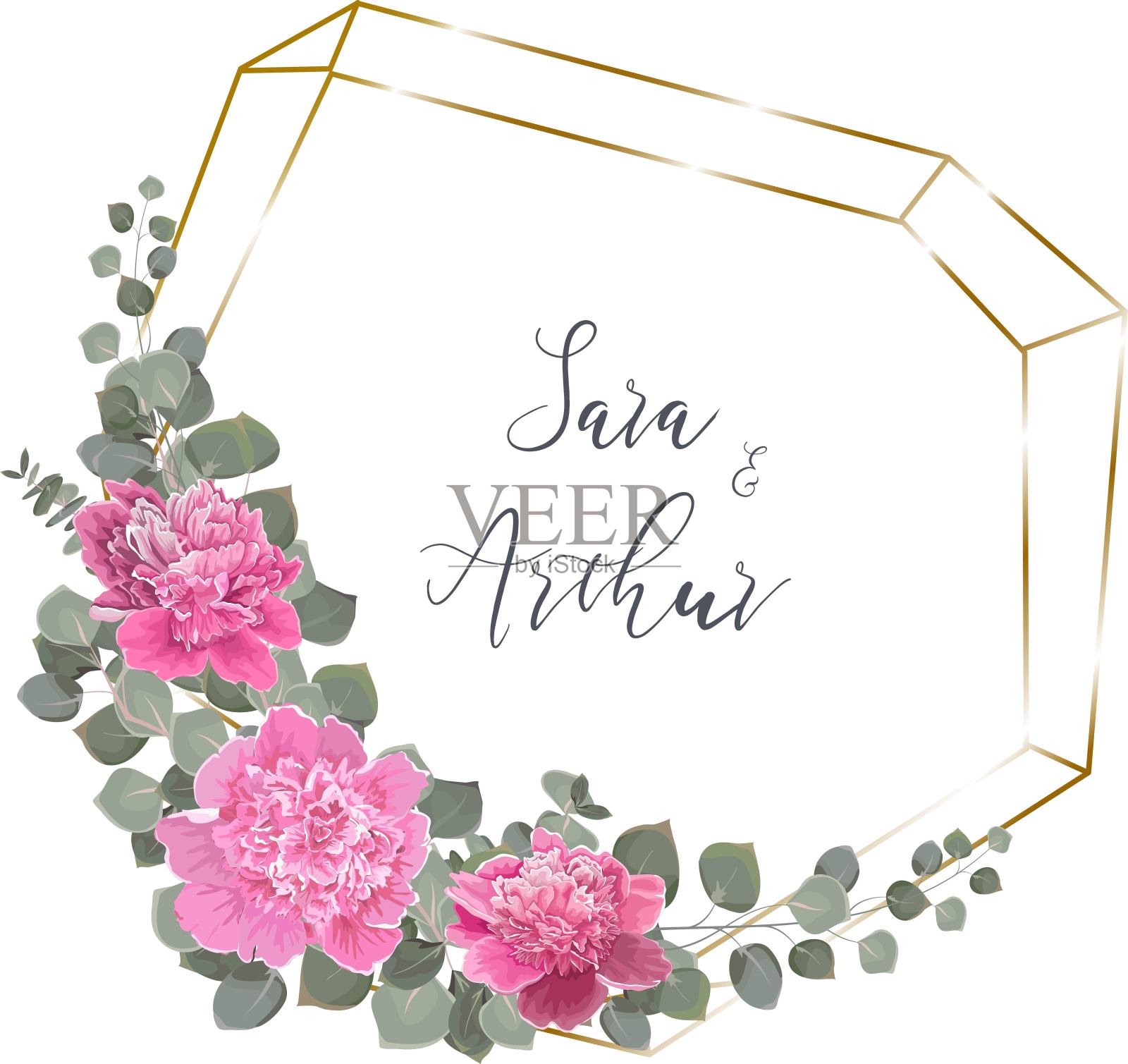 矢量模板的婚礼邀请插画图片素材