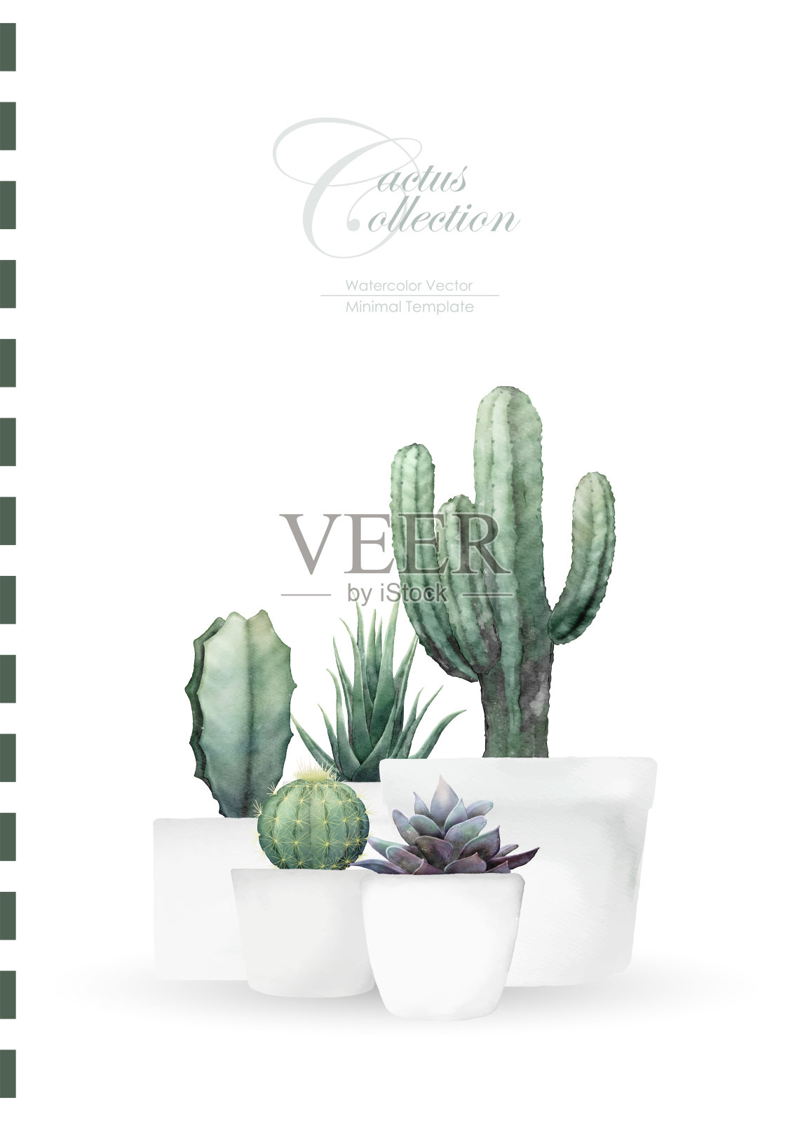 水彩仙人掌覆盖模板背景矢量设计设计元素图片