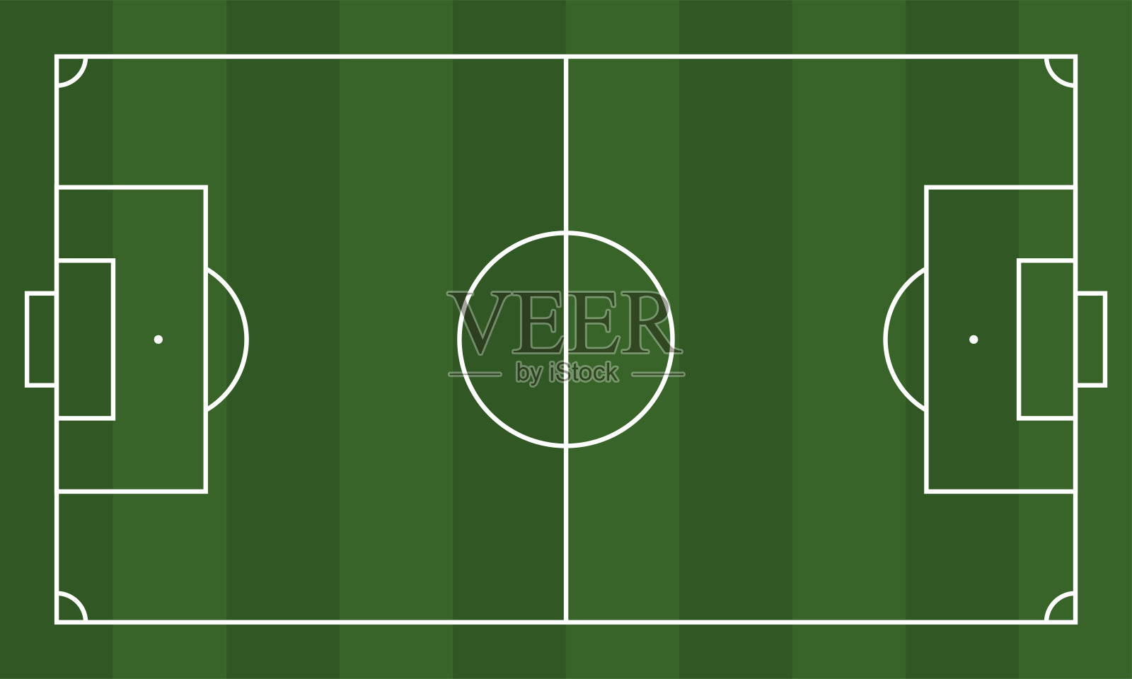 绿色足球场矢量背景。矢量模式。前视图。插画图片素材