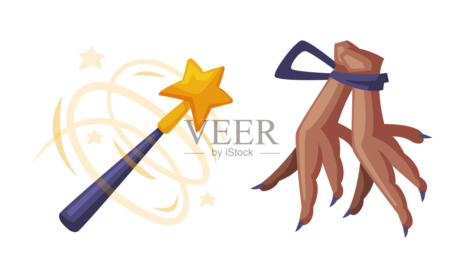 魔术棒和鸡爪的巫术属性设计元素图片