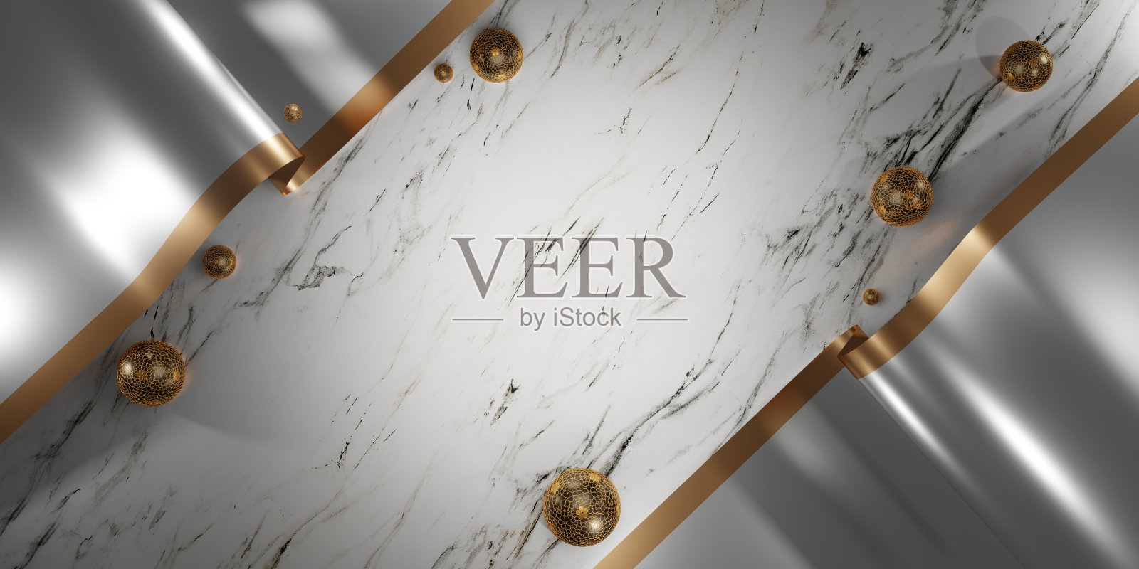 大理石背景模板和缎带用于放置文本和产品3D插图照片摄影图片