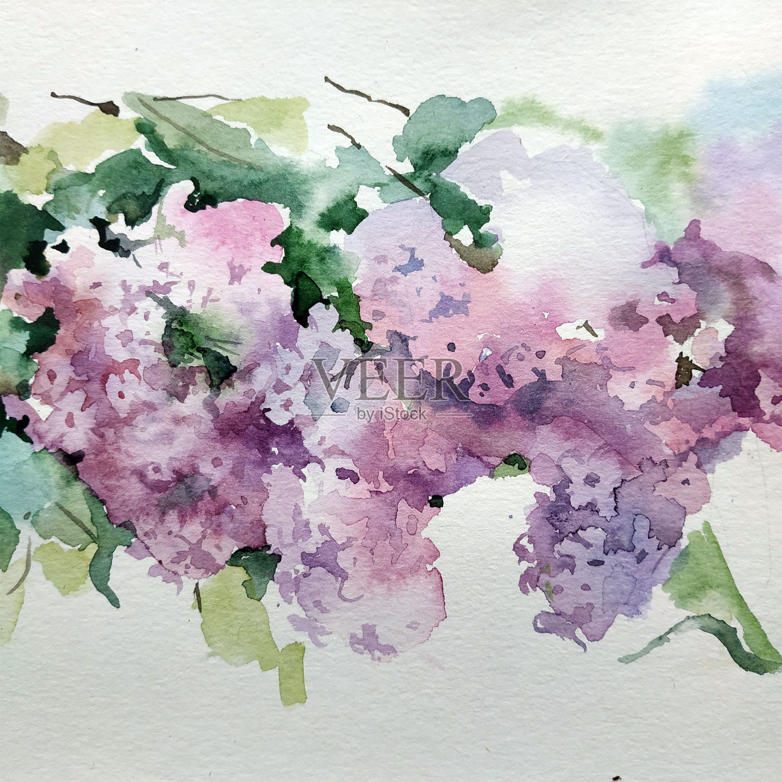 抽象鲜艳的装饰背景。花的图案手工制作。美丽温柔浪漫的春花花束插画图片素材