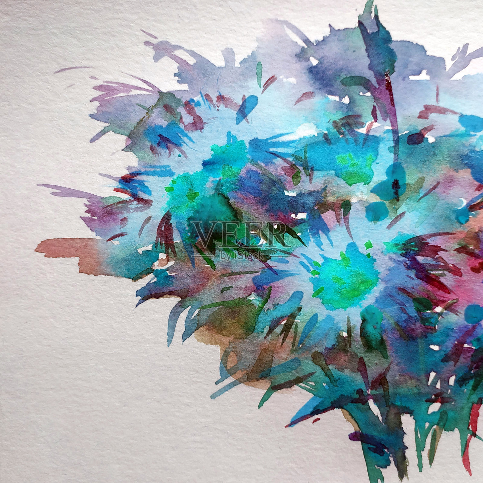 抽象鲜艳的装饰背景。花的图案手工制作。美丽温柔浪漫的春花花束插画图片素材