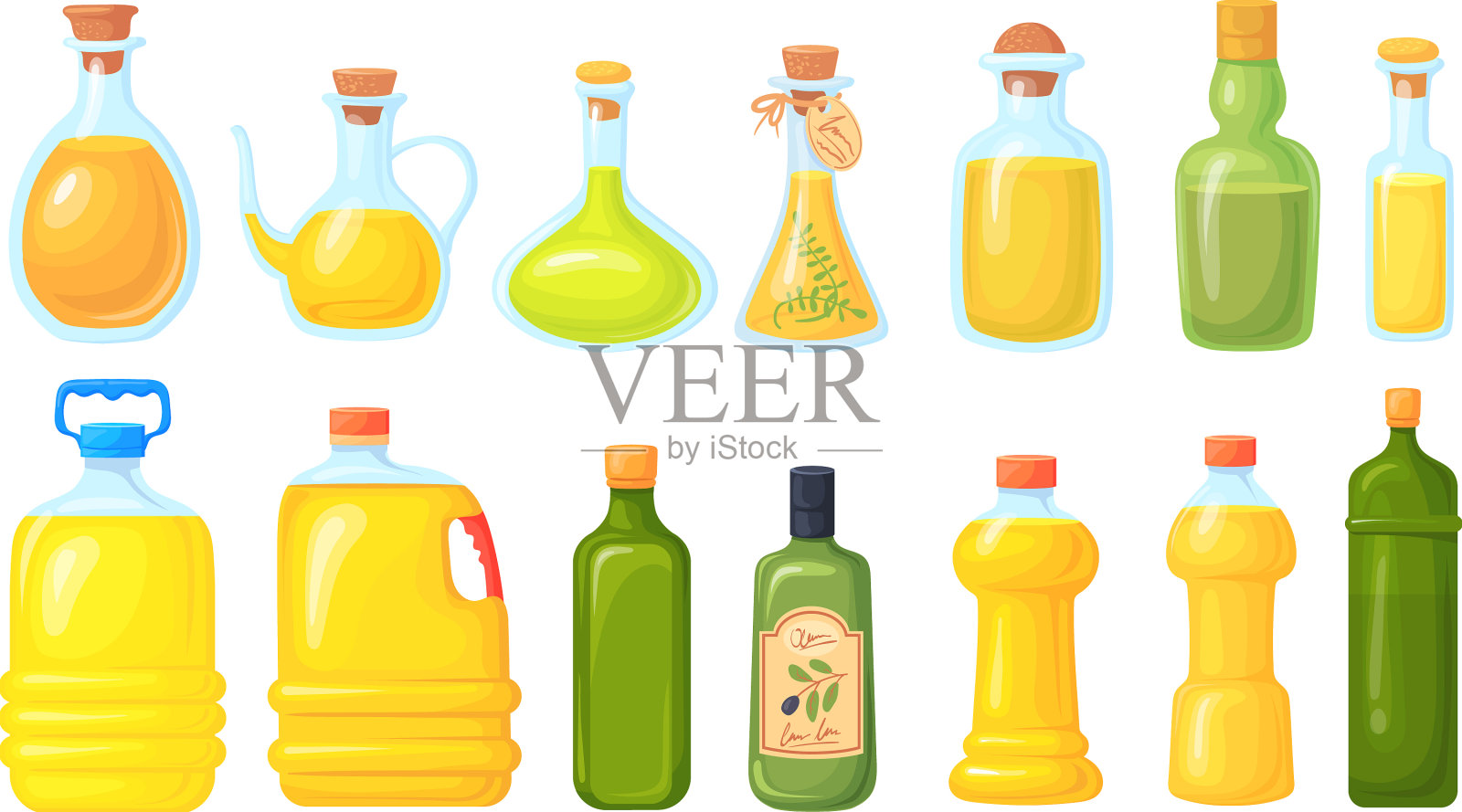 大豆油瓶烹饪的各种植物油插画图片素材