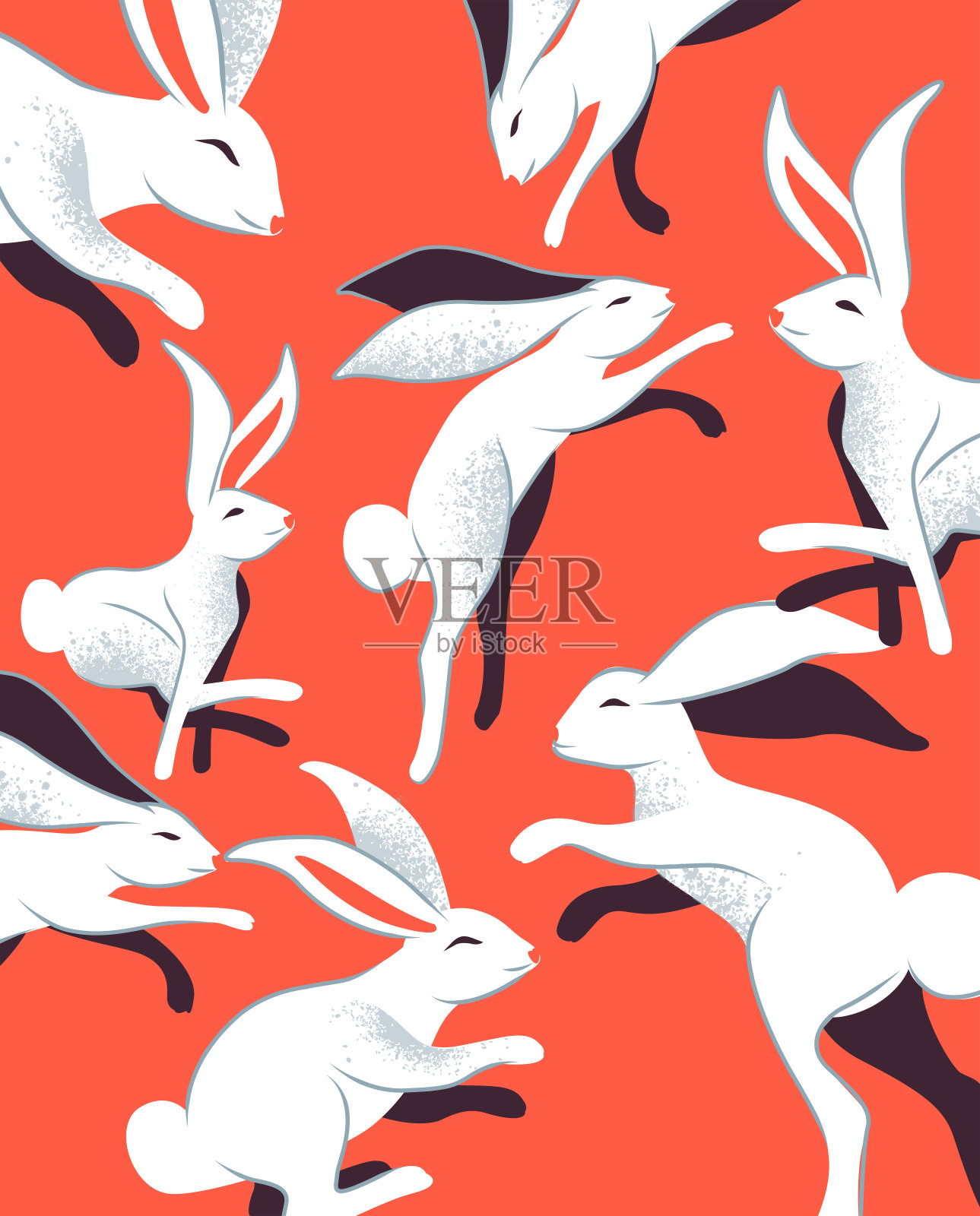 快乐的复活节兔子矢量纹理插画图片素材