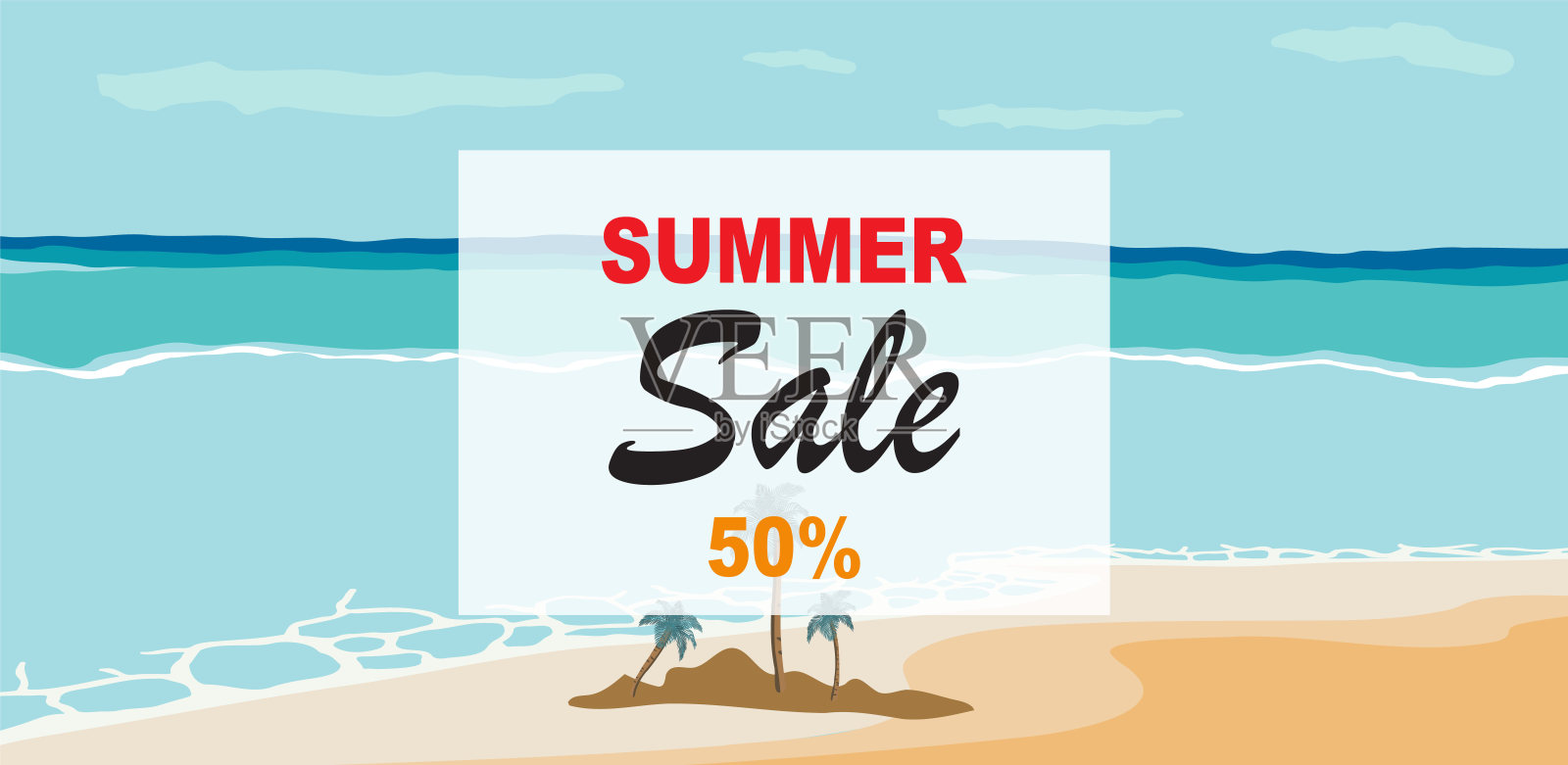 夏季销售背景社交媒体故事与海滩插画图片素材