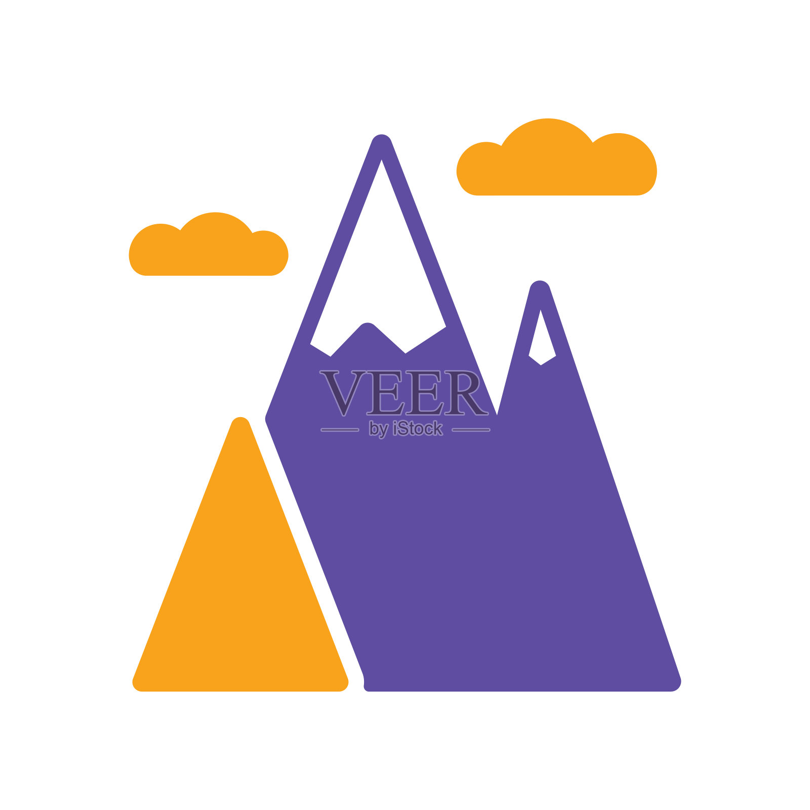 山脉矢量字形图标。自然标志插画图片素材