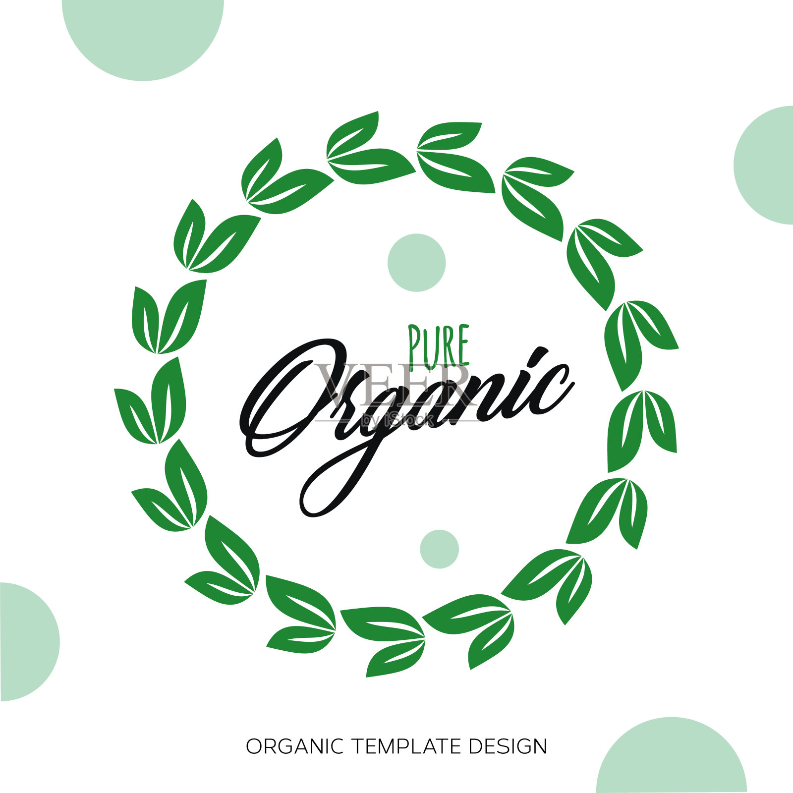 有机食品标签。叶形和叶形。生态农场。生物食物载体徽章。股票插画家插画图片素材