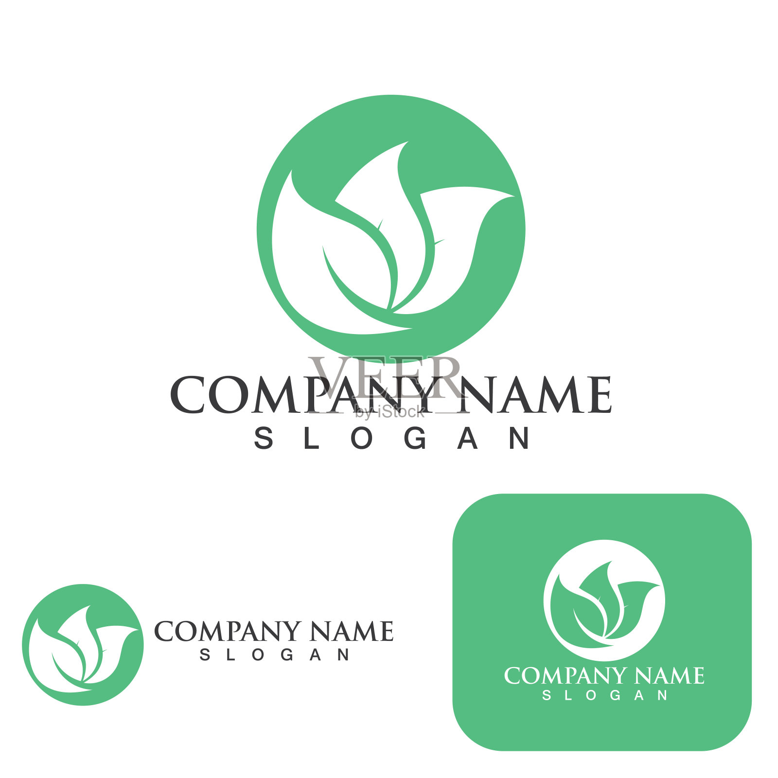 绿色叶片自然标志生态矢量图像插画图片素材