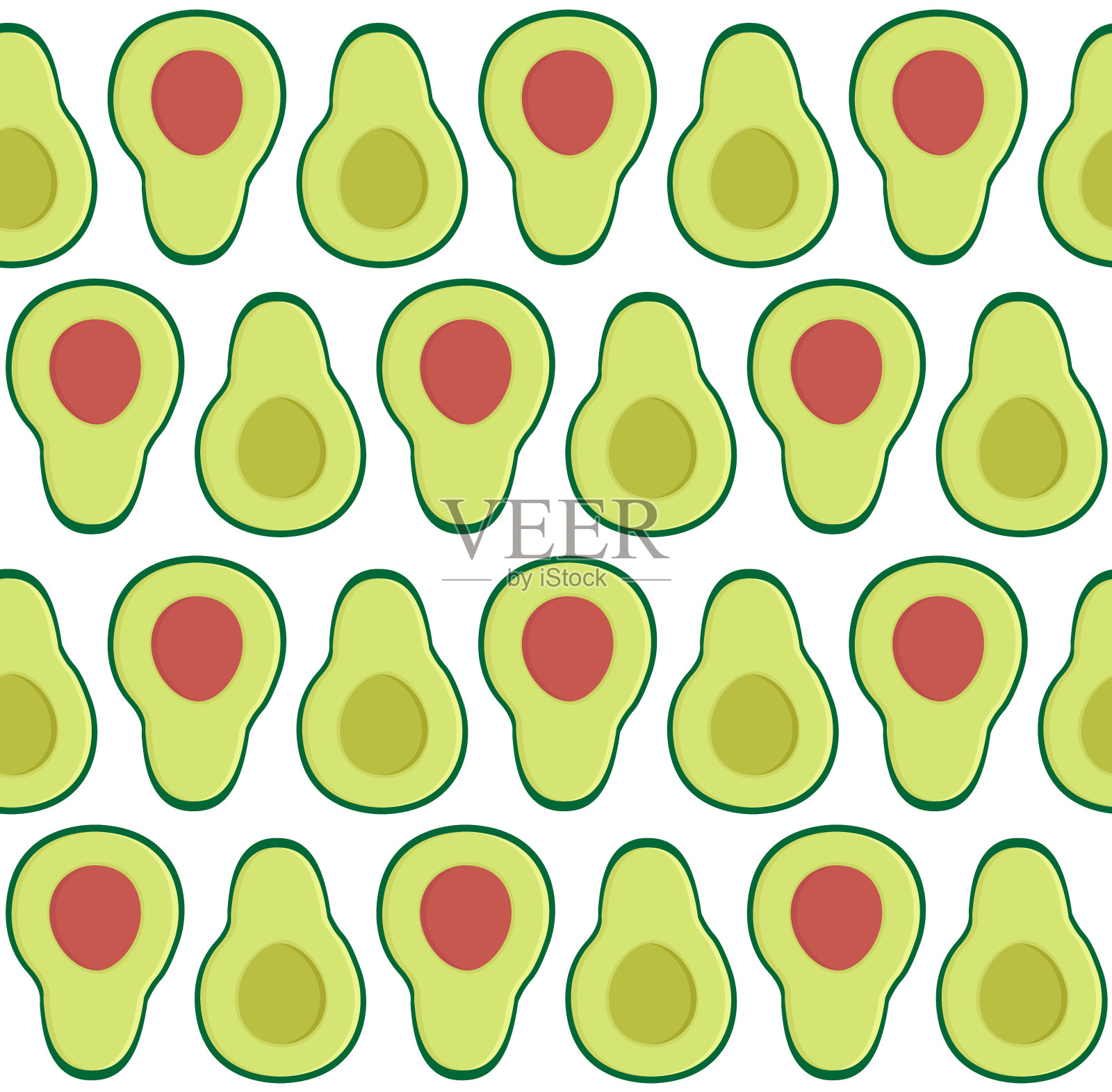 矢量无缝模式的平面牛油果插画图片素材