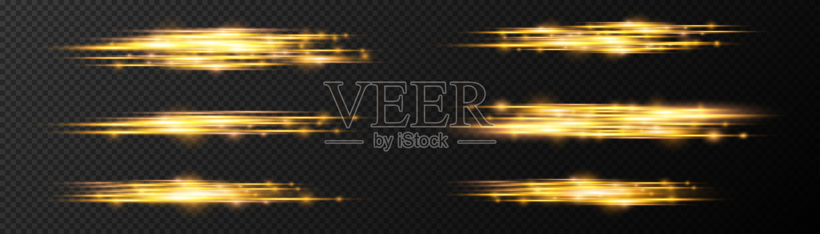 金色辉光线，黄色水平光线插画图片素材