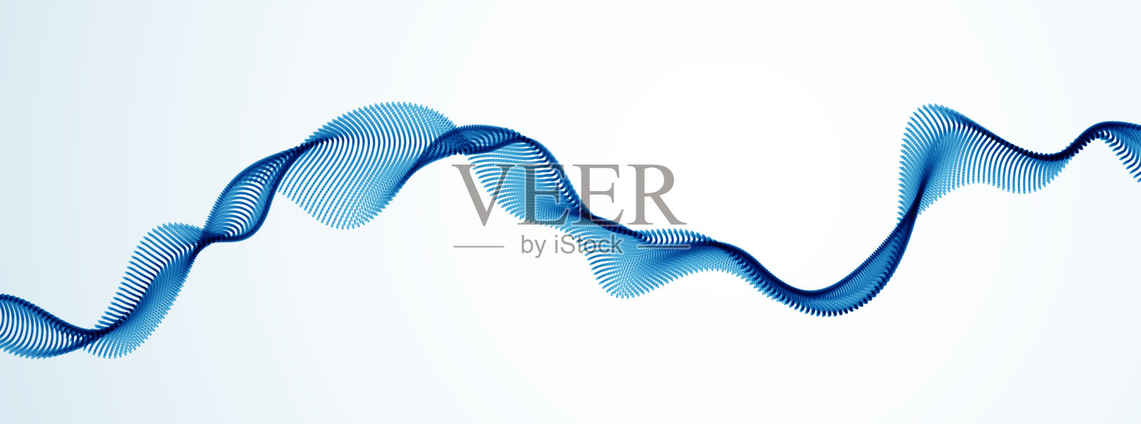 流动粒子的波浪线抽象矢量背景，光滑曲线形状点流体阵列。三维形状点混合网格，未来技术放松壁纸。插画图片素材