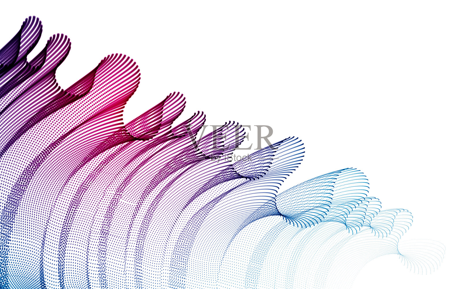 流动的粒子波现代轻松的插图，透明的薄纱织物上的风。圆点矢量抽象背景。美丽的波状阵列混合点。插画图片素材