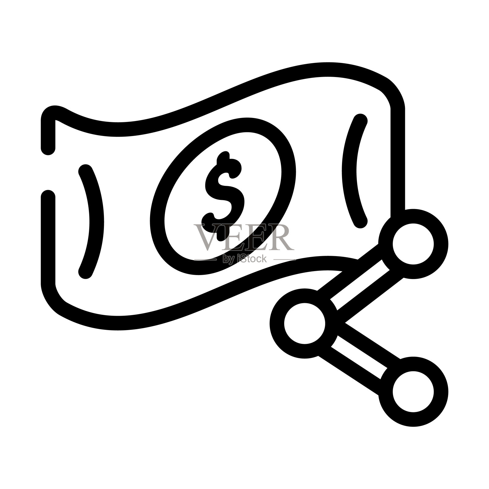 共享细线图标。分享，网络线性图标从支付概念孤立的轮廓符号。矢量插图符号元素的网页设计和应用程序。插画图片素材