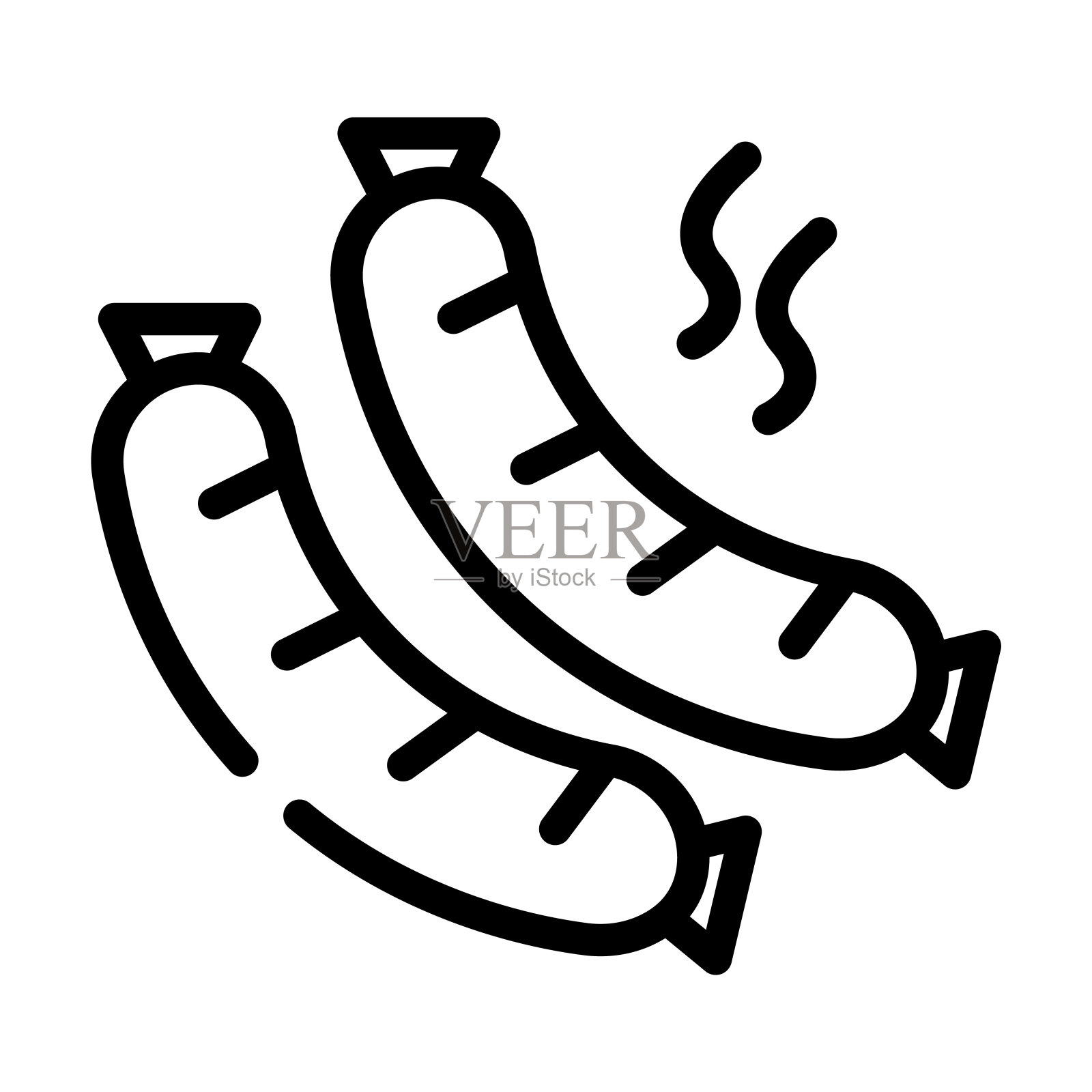 香肠细线图标。香肠、餐厅的线性图标源自食物概念孤立的轮廓符号。矢量插图符号元素的网页设计和应用程序。插画图片素材