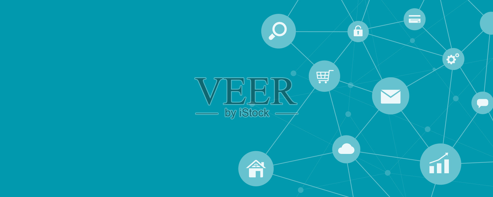 商务在线沟通和抽象社交网络连接的背景概念。社交网络网页横幅概念。平面向量插图。插画图片素材