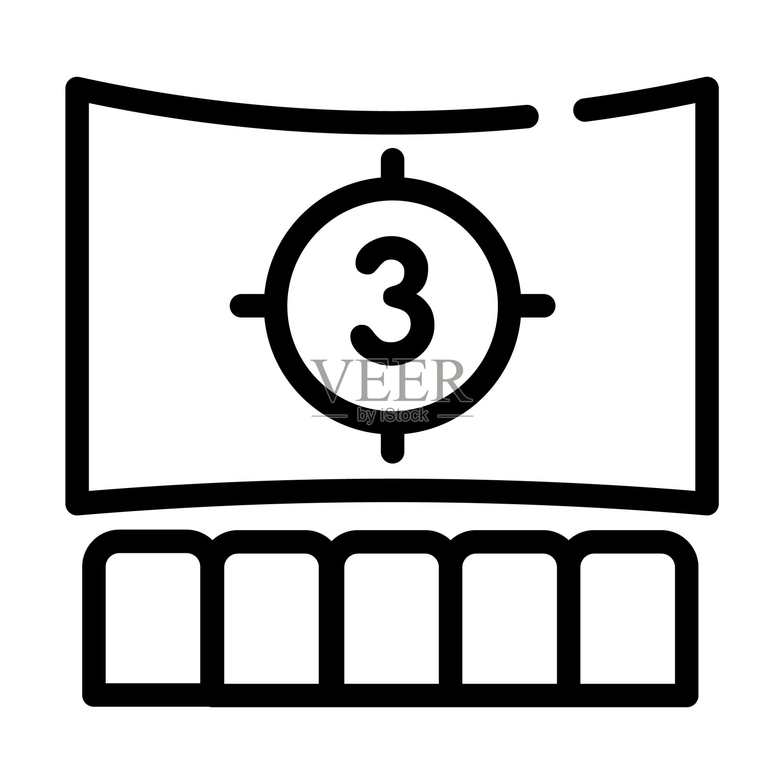 电影院的细线图标。电影，电影的线性图标从电影概念孤立的轮廓符号。矢量插图符号元素的网页设计和应用程序。图标素材