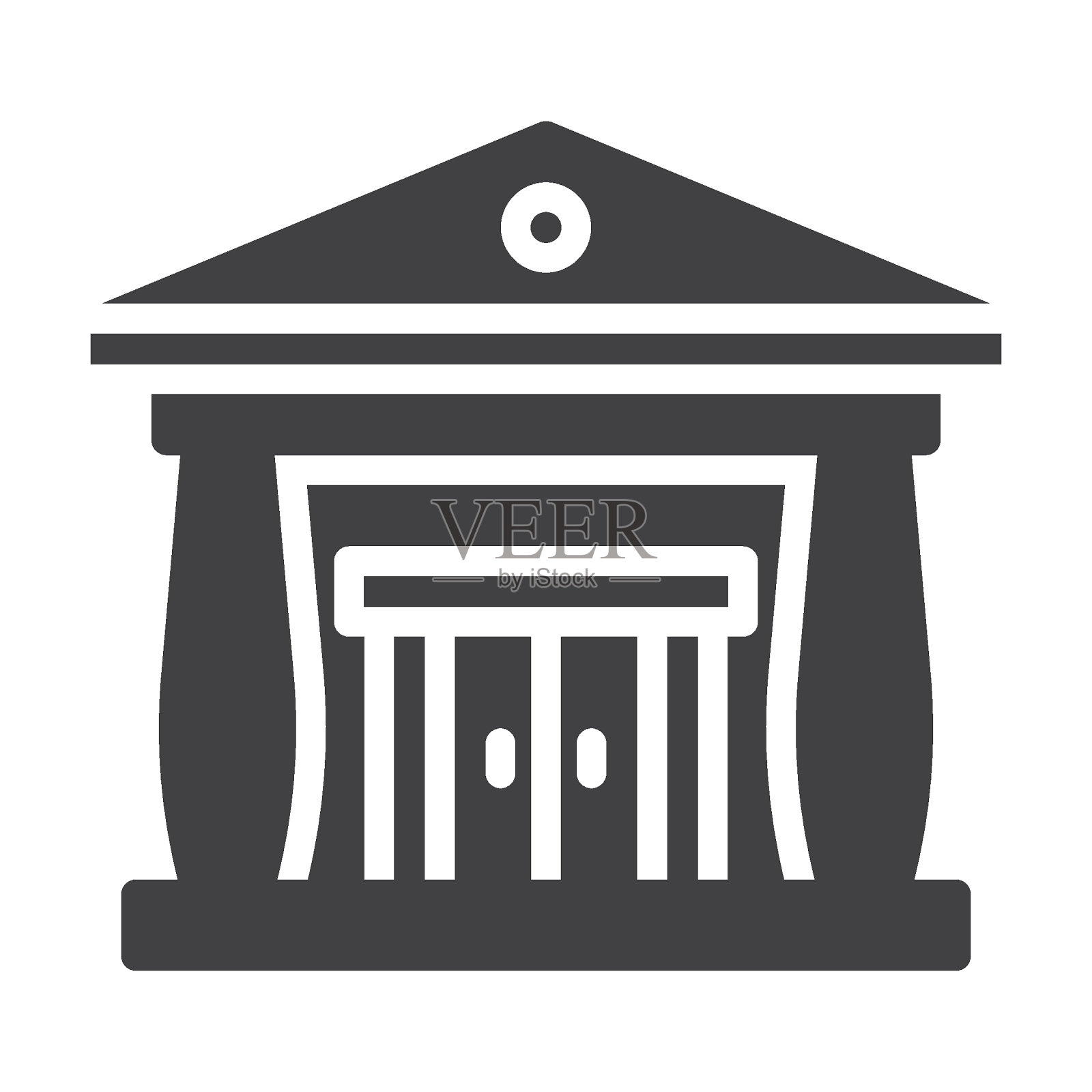 银行建筑与列向量图标图标素材