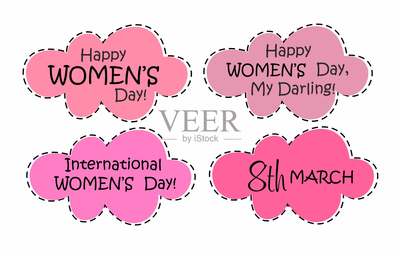 3月8日。妇女节快乐。祝贺你的女孩。国际妇女节的组成与水彩矢量彩色背景。粉红色的贺卡。元素与水彩纹理插画图片素材