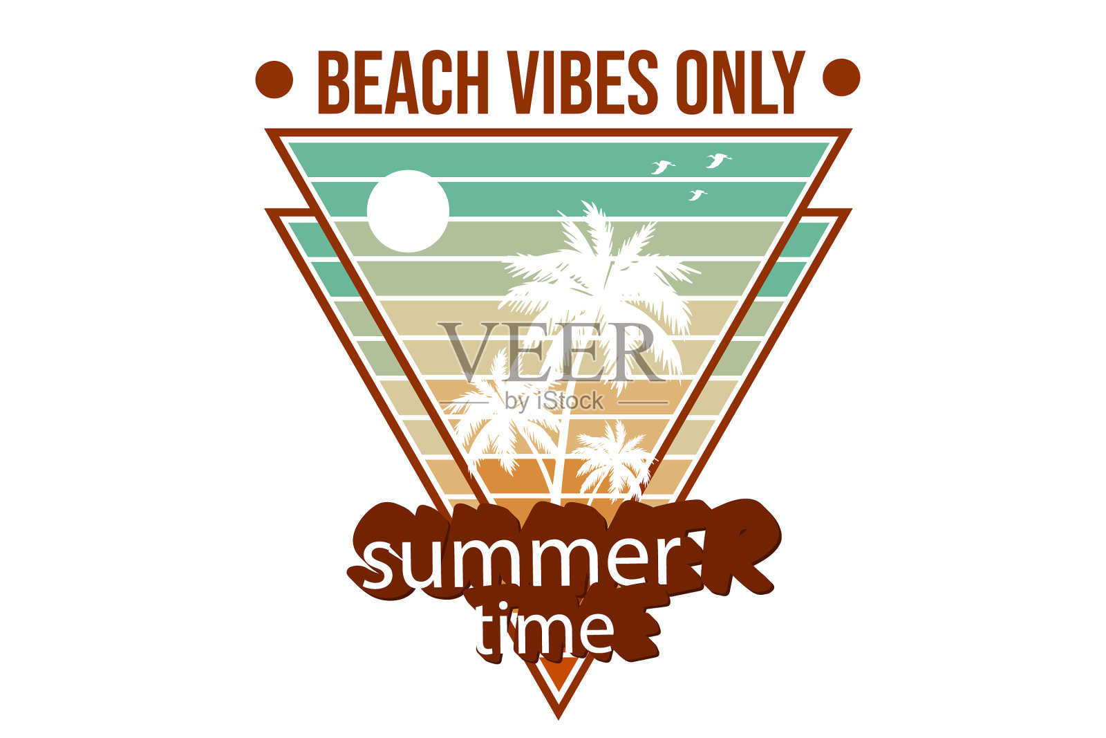 沙滩氛围只有夏天的剪影设计插画图片素材